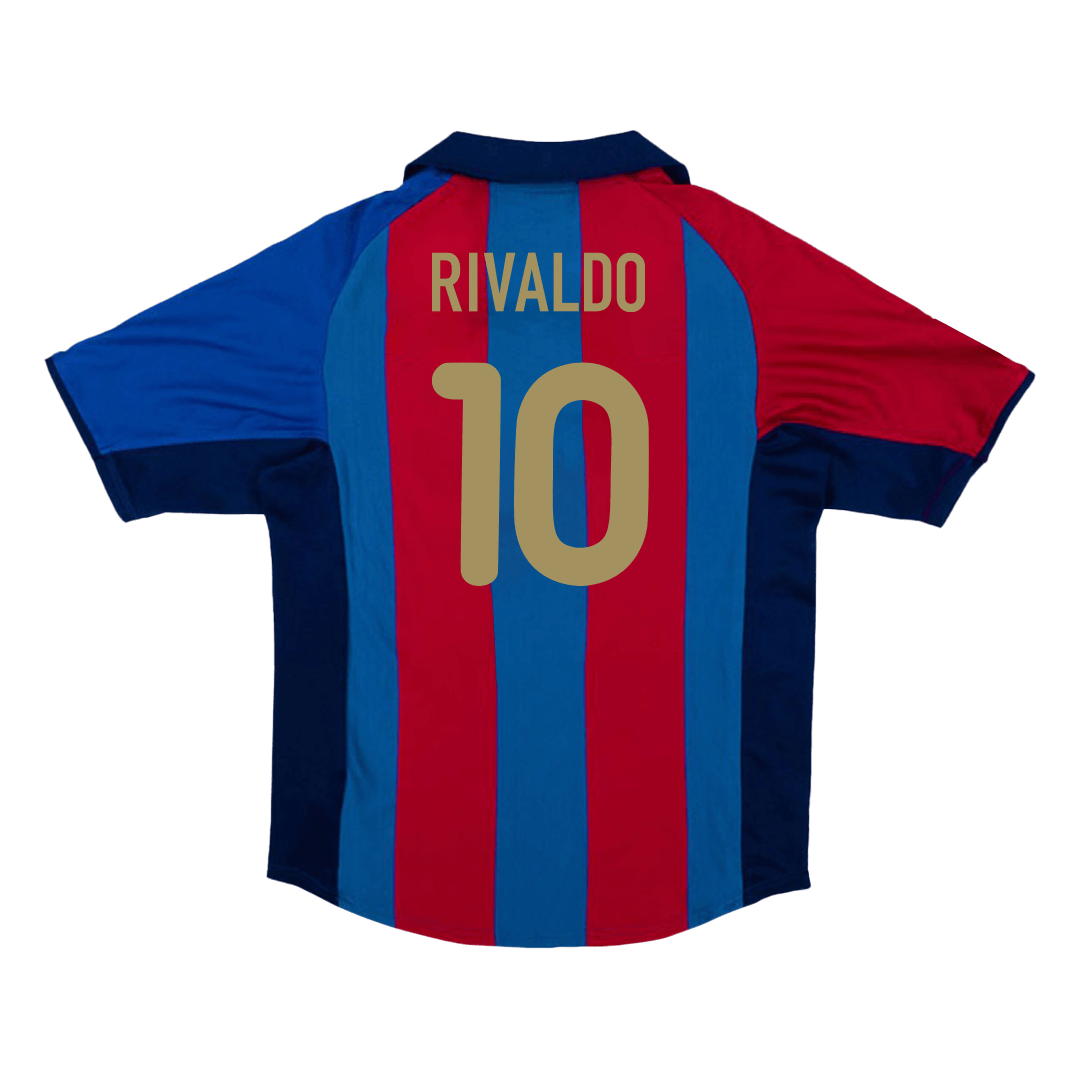 Retro Jersey RIVALDO #10 Barcelona Retro Jersey Home Soccer Shirt 2001/02