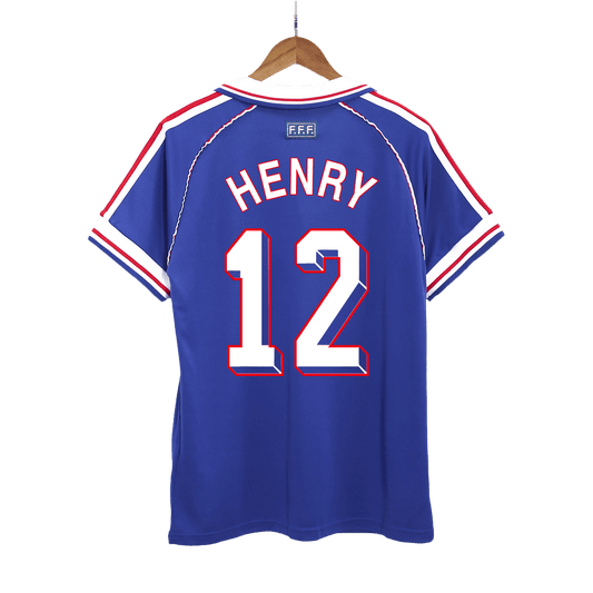 Retro HENRY #12 1998 France Home Soccer Jersey