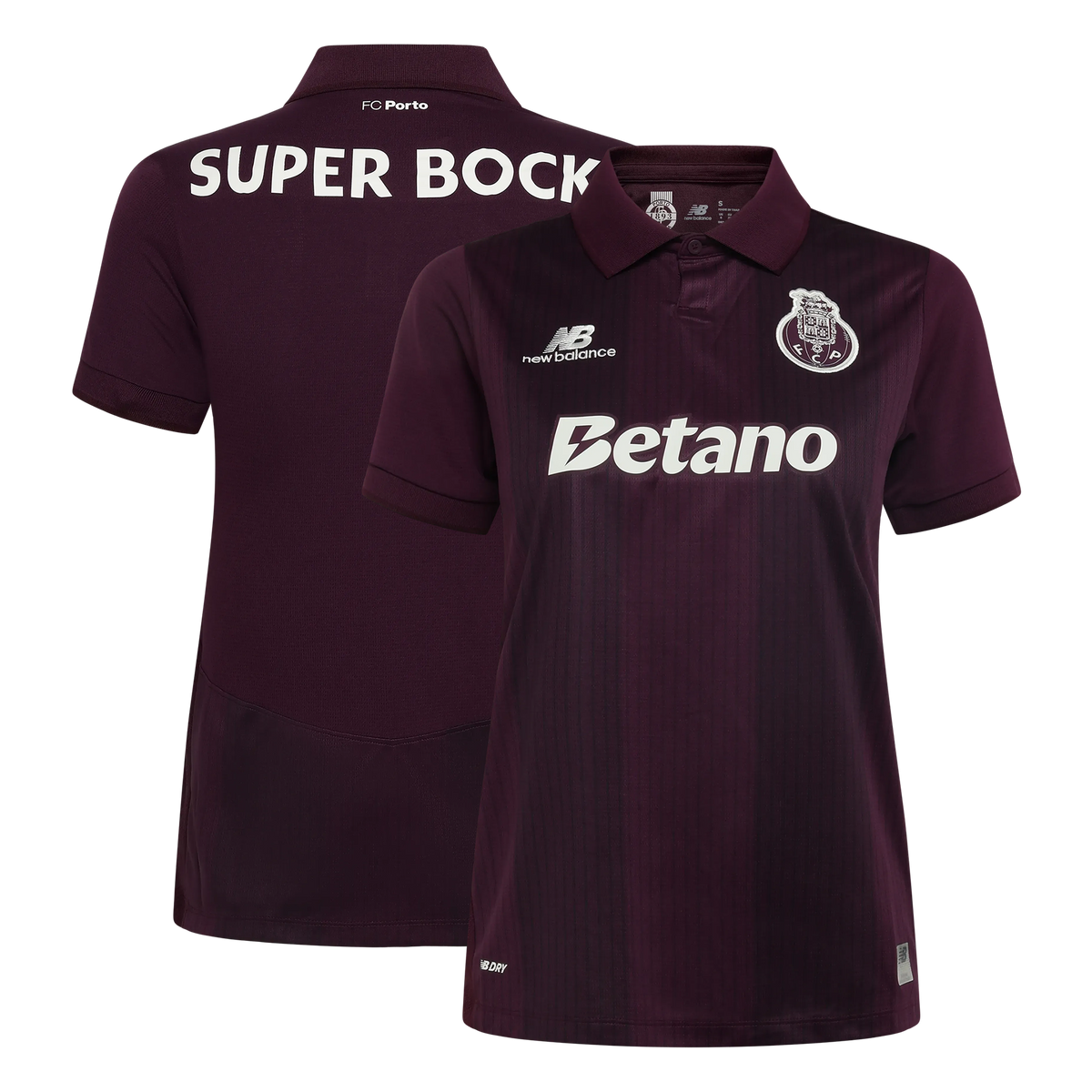 Front and back view of women's FC Porto 2026-2027 away claret stadium replica jersey by Final Third Kit