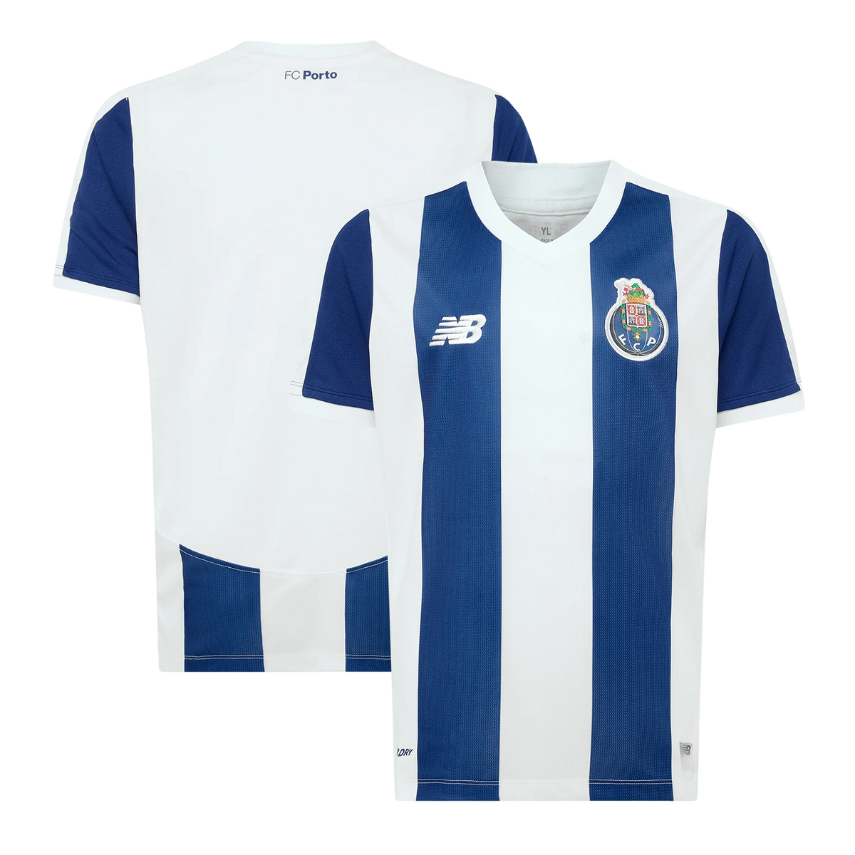 Front and back view of youth FC Porto 2026-2027 home blue stadium replica jersey by Final Third Kit