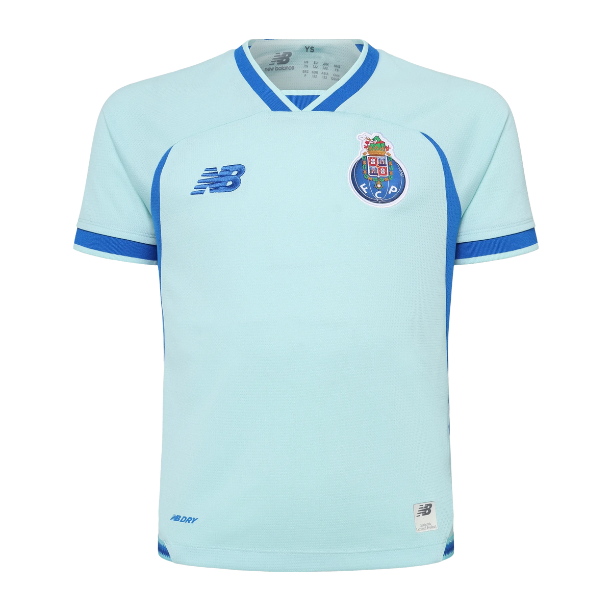 Front view of youth FC Porto 2026-2027 third turquoise stadium replica soccer jersey by Final Third Kit