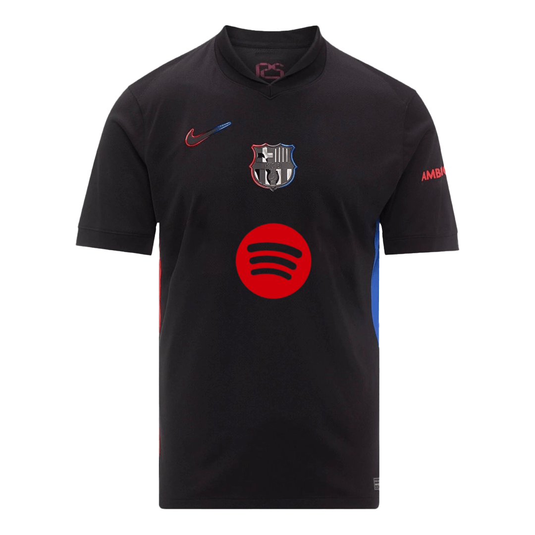 Barcelona RAPHINHA #11 Soccer Jersey Away Custom Shirt 2024/25 Spotify Logo Without Text
