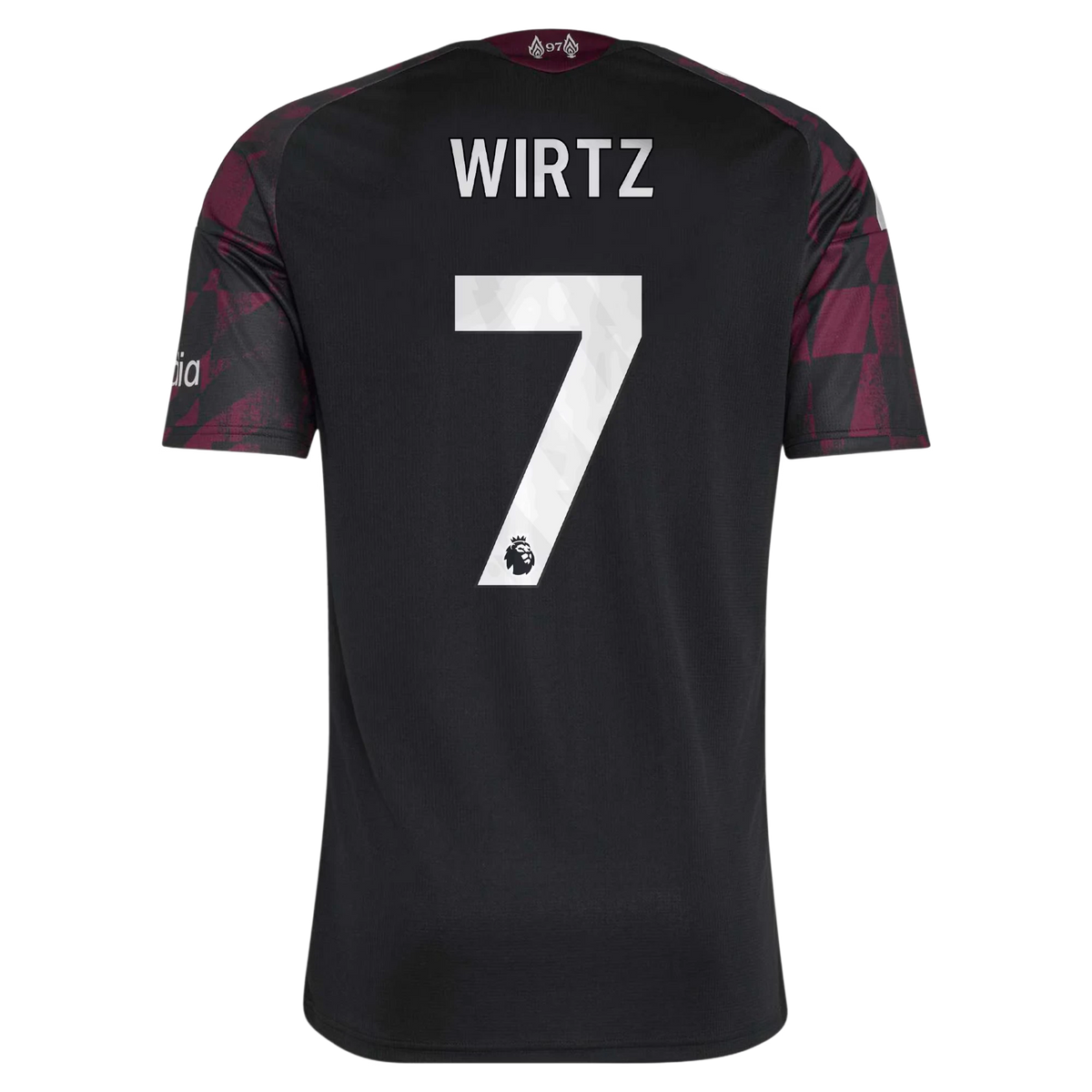 Back view of Liverpool 2026-2027 third black replica football shirt with Florian Wirtz name and number 7 printing by Final Third Kit