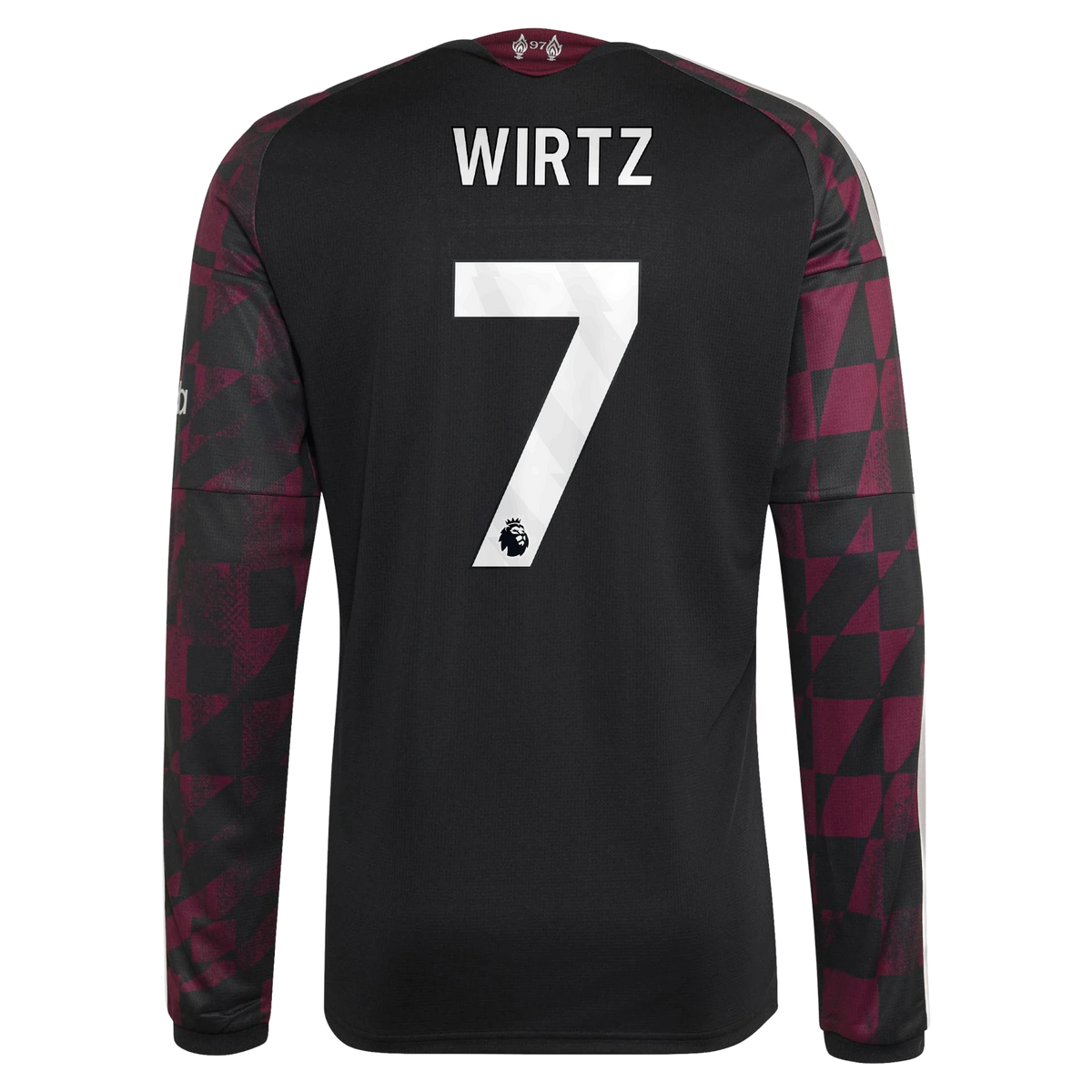 Back view of Liverpool 2026-2027 third black replica long sleeve football shirt with Florian Wirtz name and number 7 printing by Final Third Kit