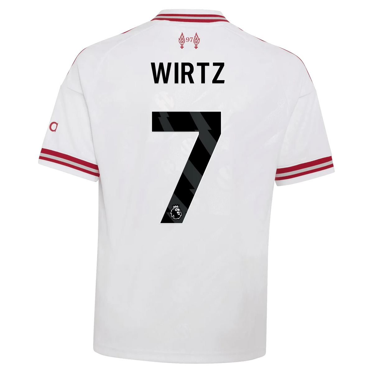 Back view of women's Liverpool 2026-2027 away white replica football shirt with Florian Wirtz name and number 10 printing by Final Third Kit
