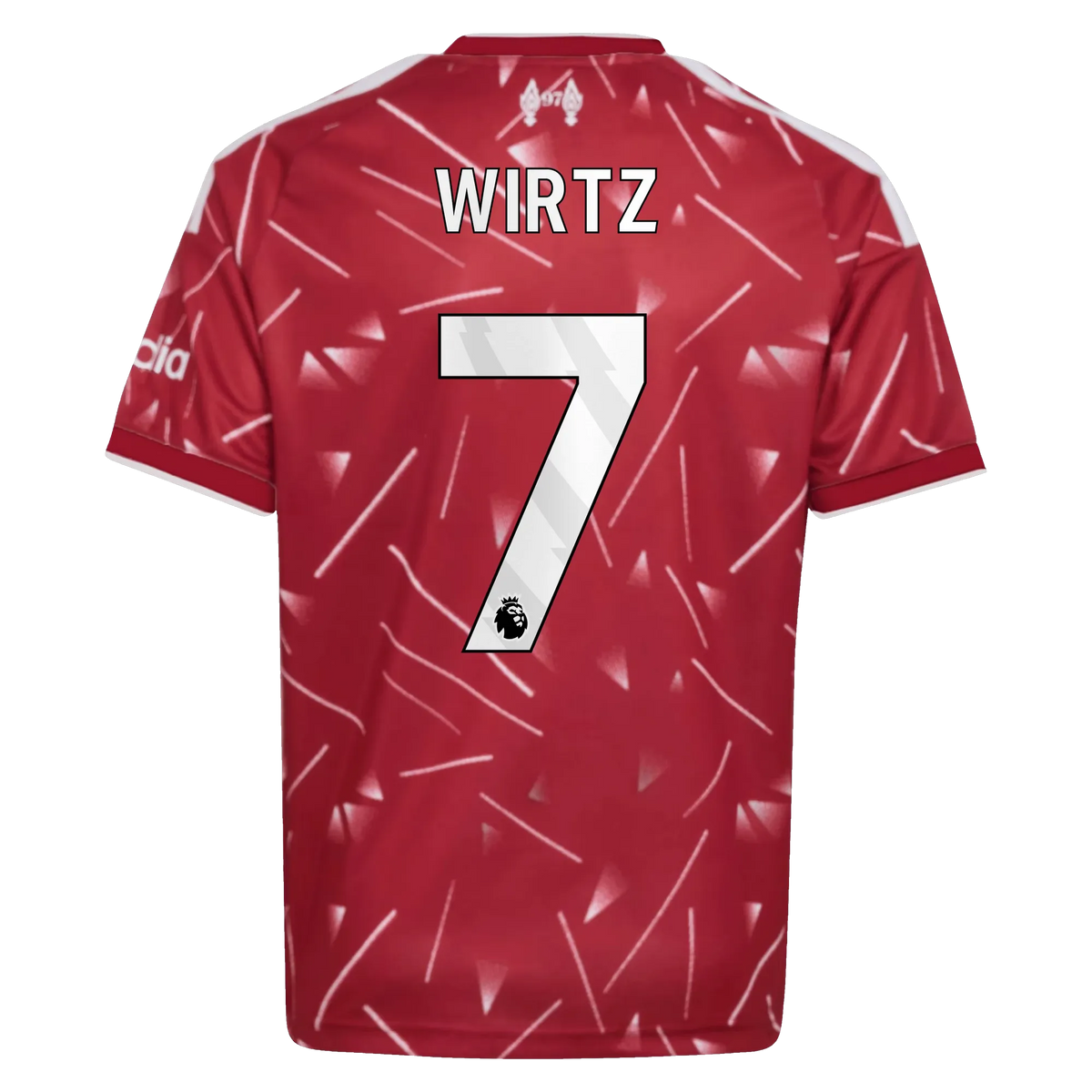 Back view of youth Liverpool 2026-2027 home red replica football shirt with Florian Wirtz name and number 10 printing by Final Third Kit