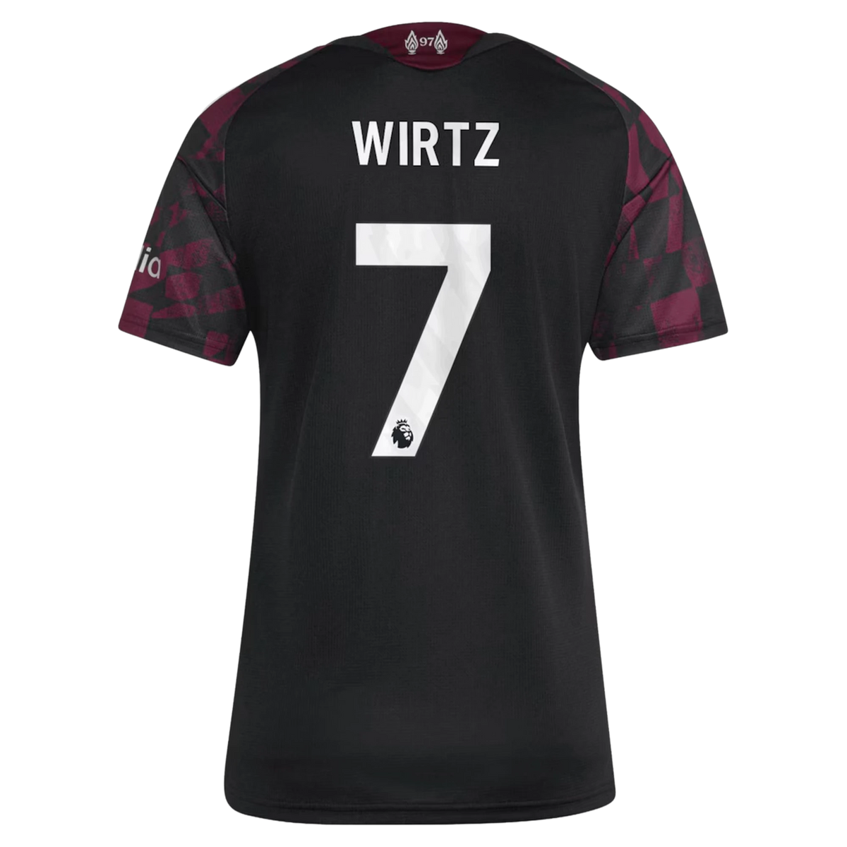 Back view of women's Liverpool 2026-2027 third black replica football shirt with Florian Wirtz name and number 7 printing by Final Third Kit