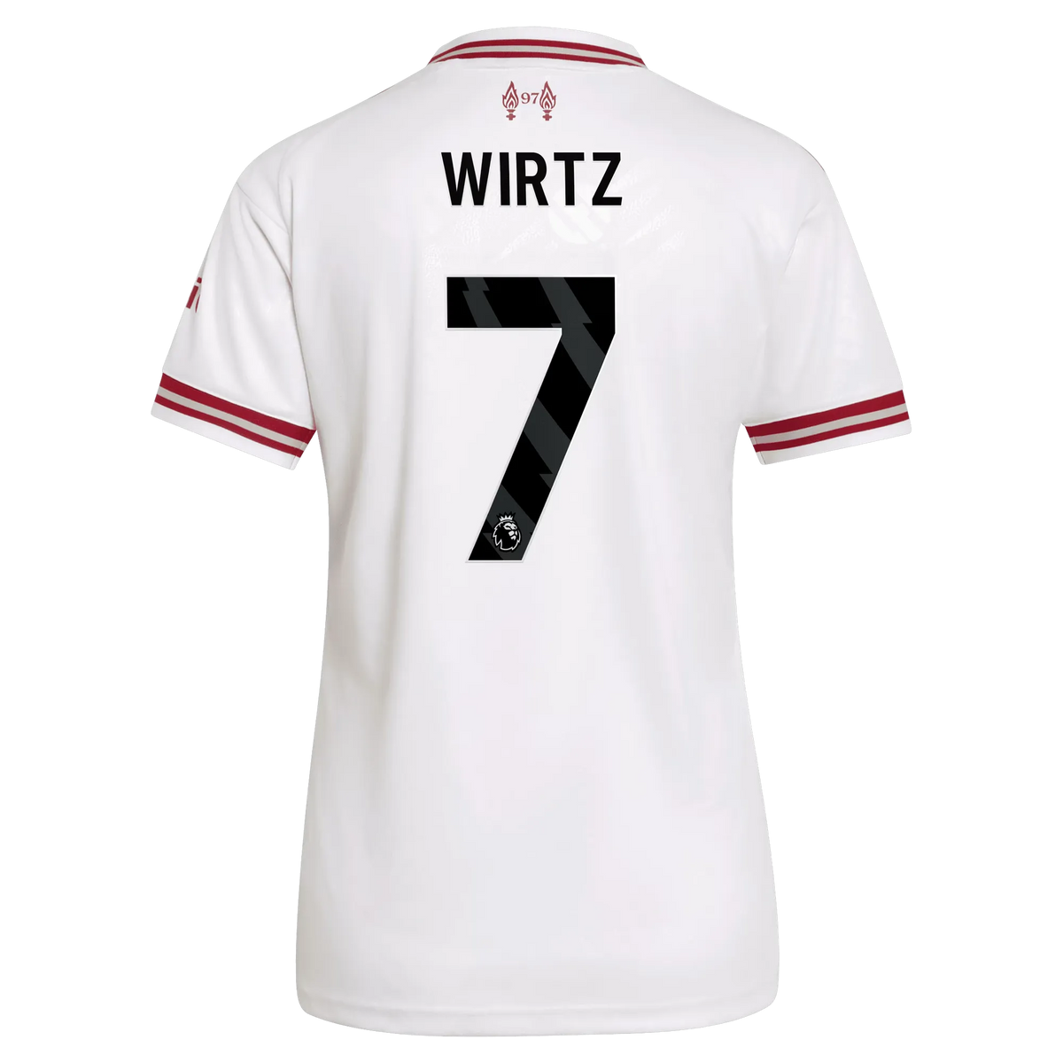 Back view of women's Liverpool 2026-2027 away white replica football shirt with Florian Wirtz name and number 10 printing by Final Third Kit