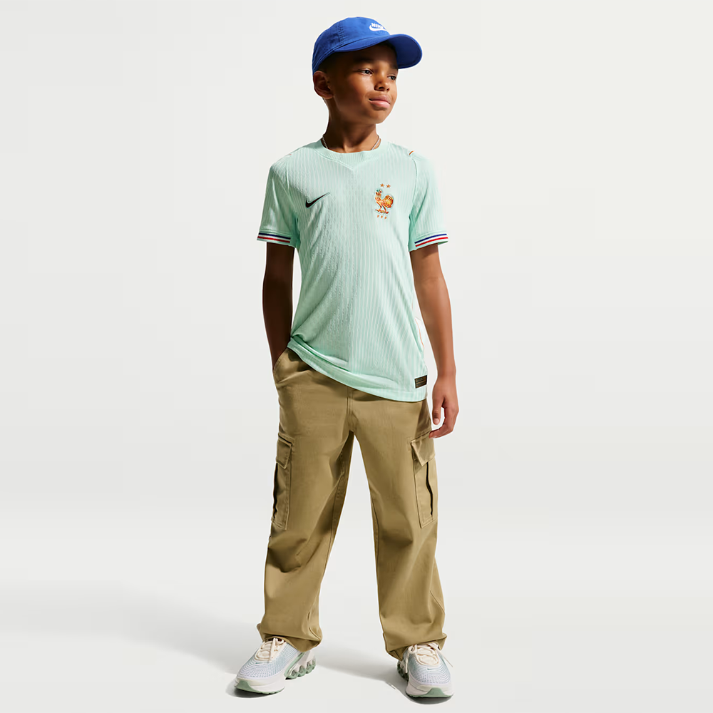 boy wearing a France 2026 World Cup Away Kids Stadium Replica Kit