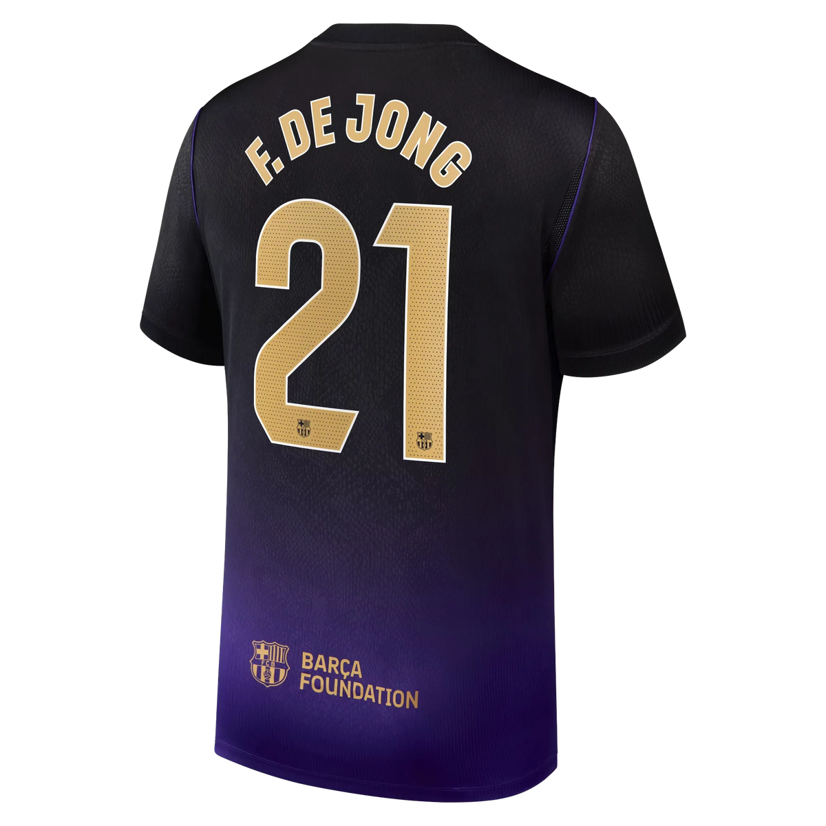 Back view of women's Barcelona 2026-2027 home red stadium replica football shirt with Frenkie de Jong name and number 21 printing by Final Third Kit