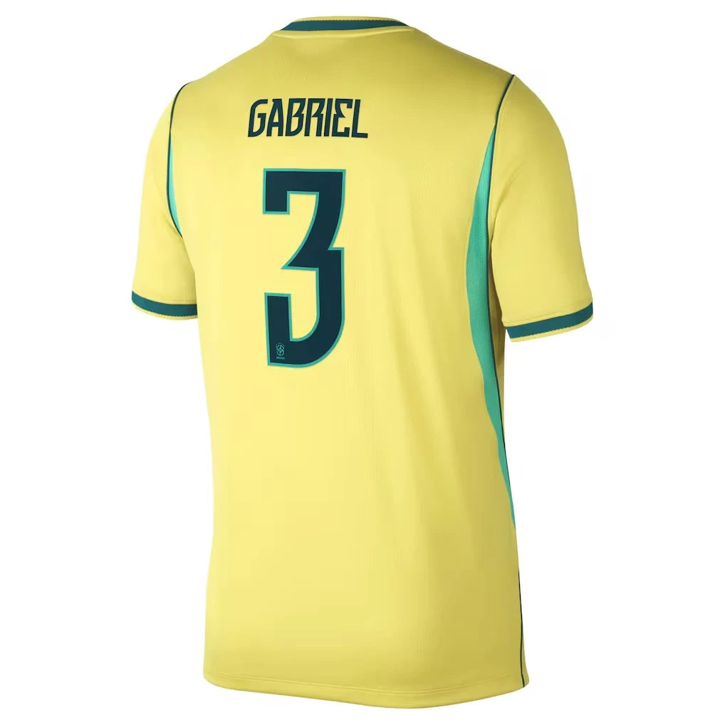 Brazil 2026 World Cup Away Stadium Replica Jersey With Gabriel Magalhães #4 Printing Back View
