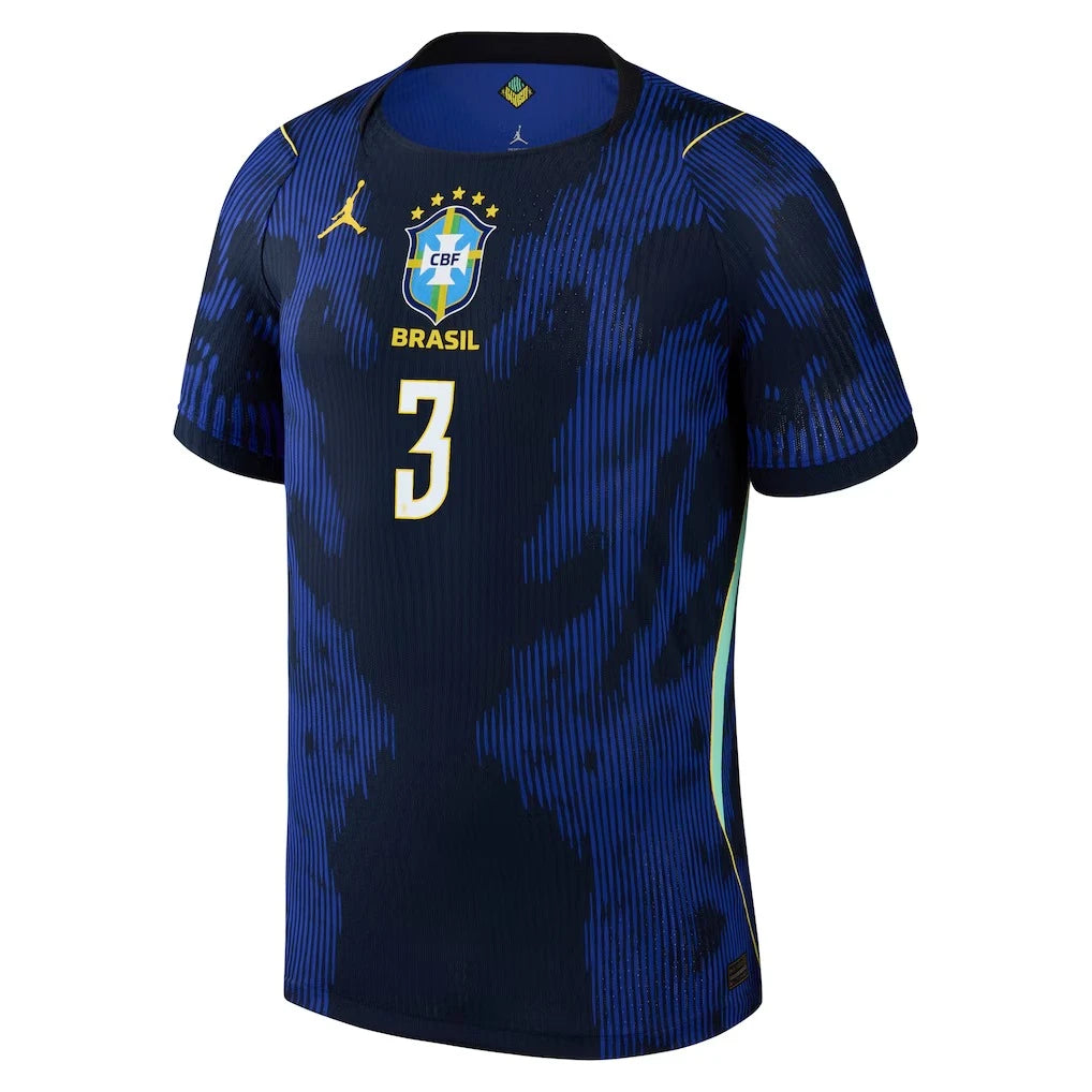 Brazil 2026 World Cup Away Stadium Replica Jersey With Gabriel Magalhães #4 Printing Front View