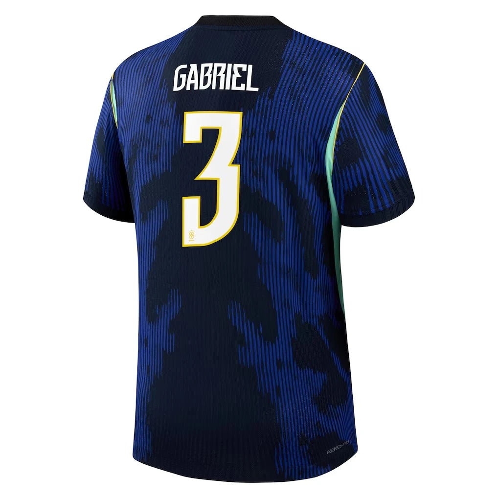Brazil 2026 World Cup Away Stadium Replica Jersey With Gabriel Magalhães #4 Printing Back View