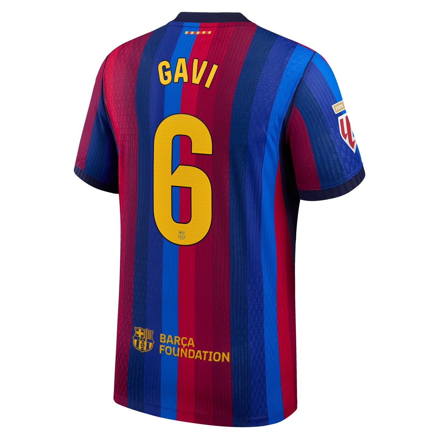 Back view of men's Barcelona 2026-2027 away purple match authentic football shirt with Gavi name and number 6 printing by Final Third Kit