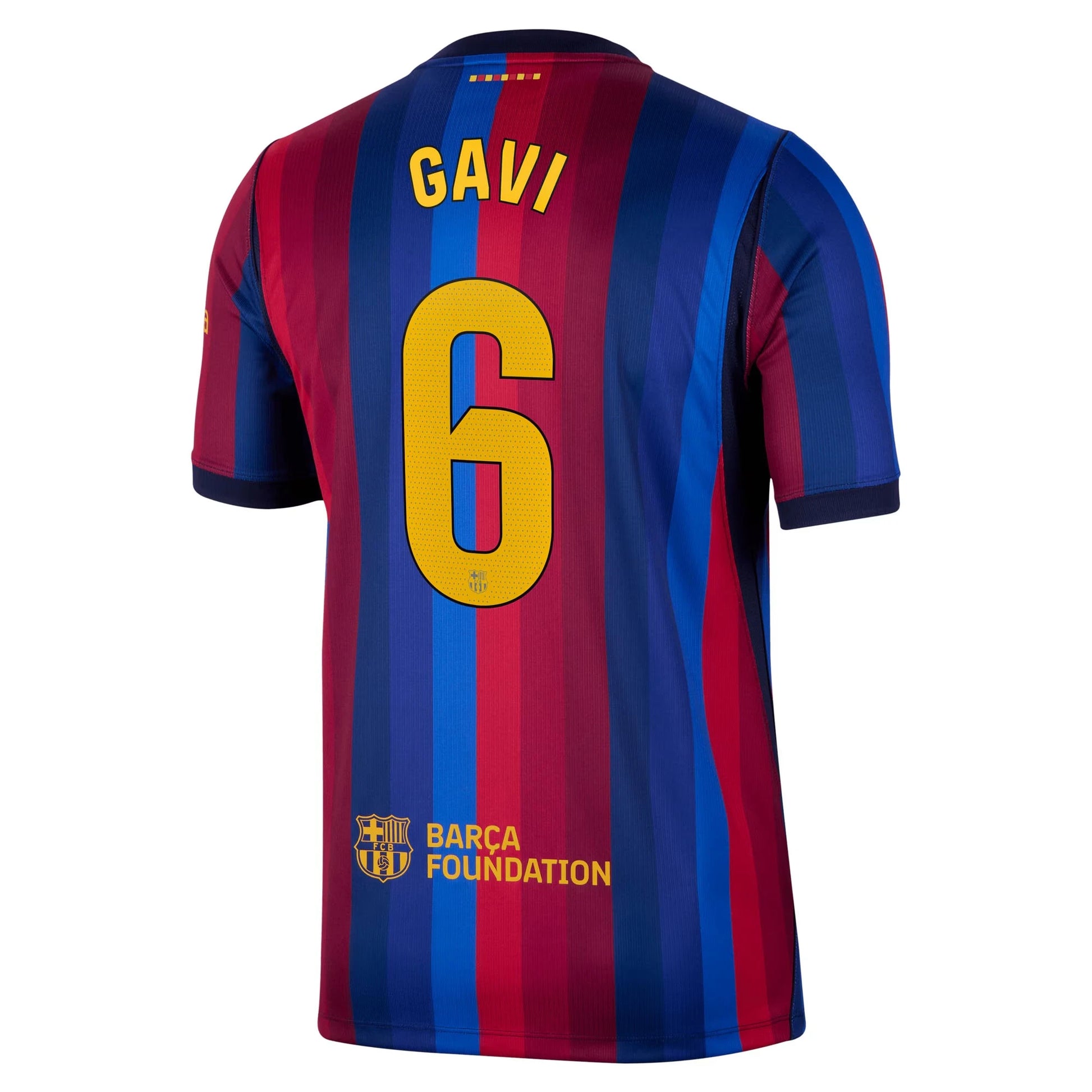 Back view of men's Barcelona 2026-2027 home red stadium replica football shirt with Gavi name and number 6 printing by Final Third Kit