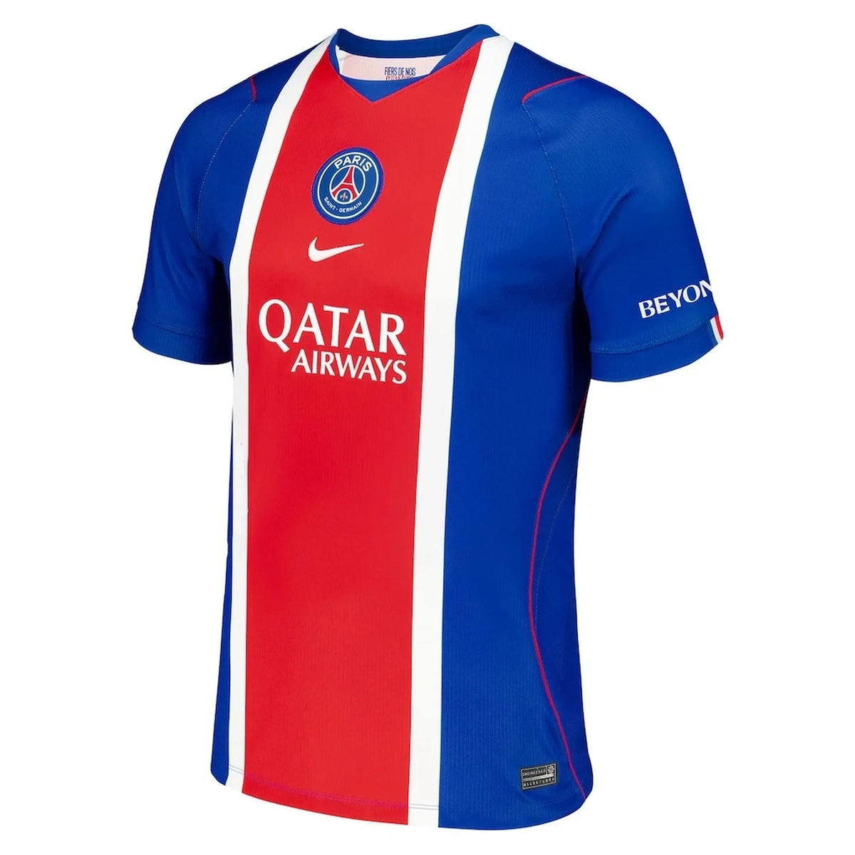 Front view of men's Paris Saint-Germain 2026-2027 home blue stadium replica soccer jersey by Final Third Kit