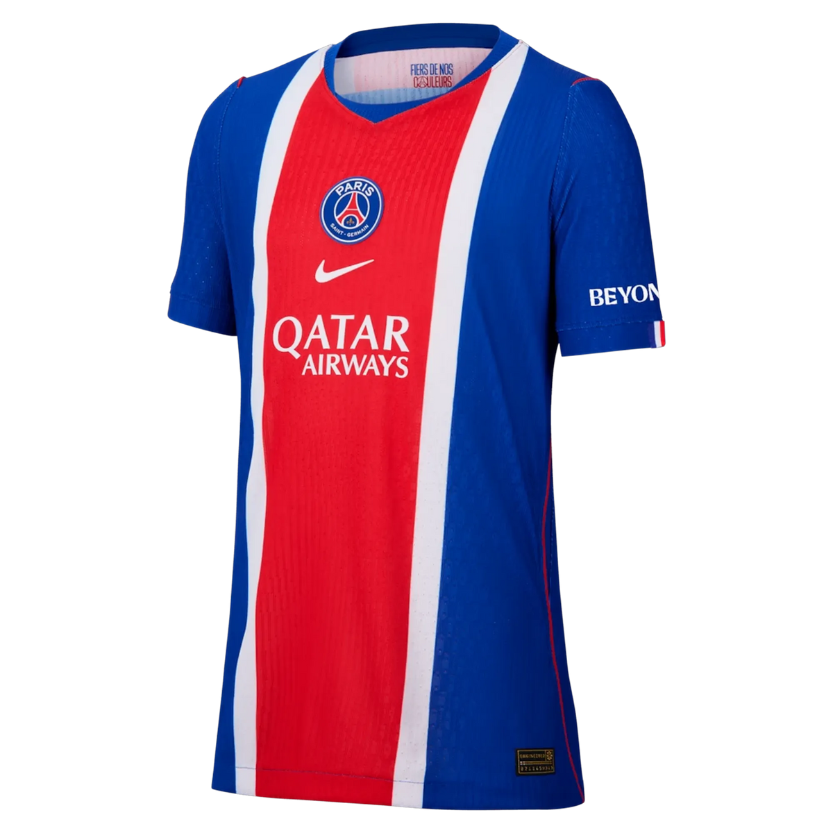 Front view of youth Paris Saint-Germain 2026-2027 home blue stadium replica soccer jersey by Final Third Kit