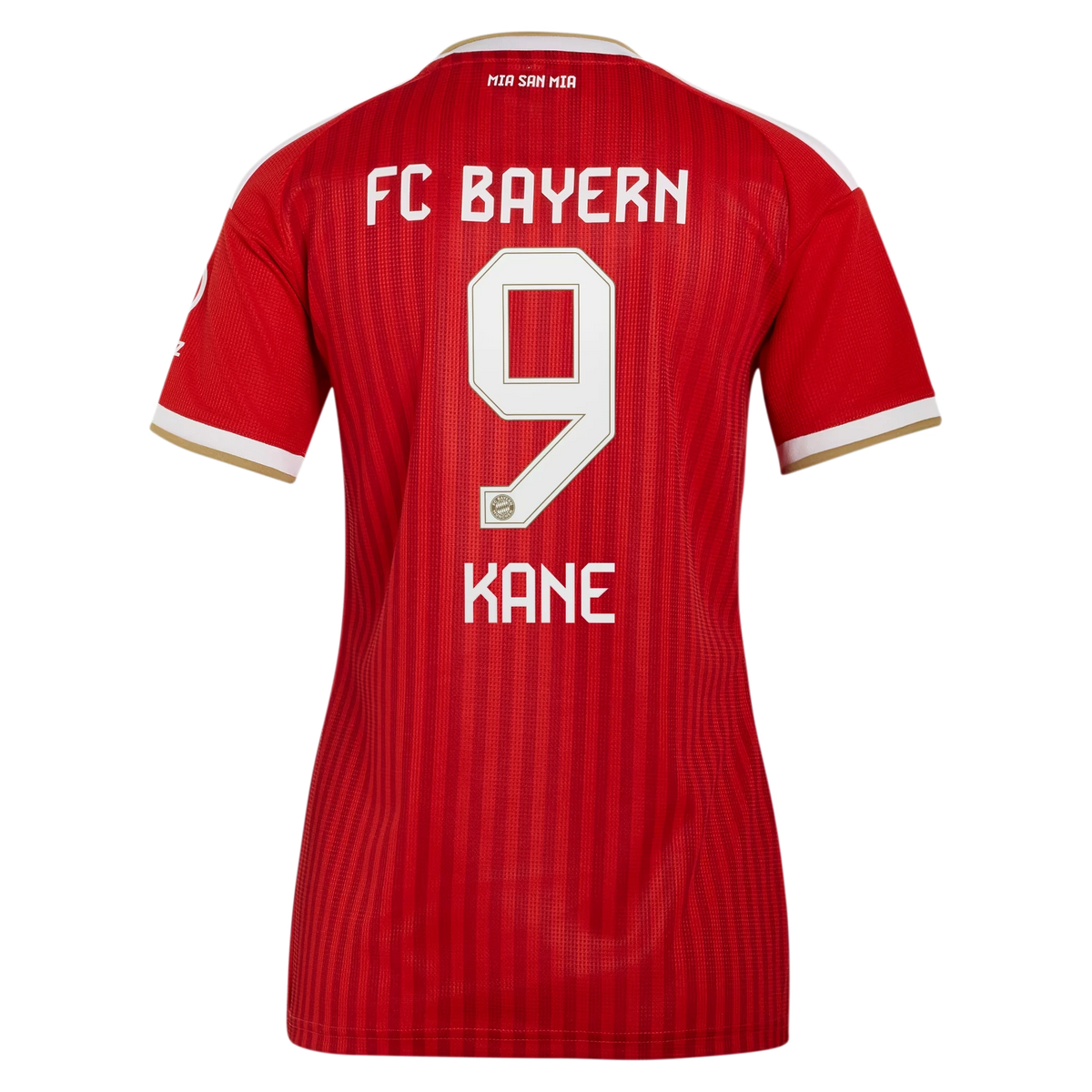 Back view of women's Bayern Munich 2026-2027 home red replica football shirt with Harry Kane name and number 9 printing by Final Third Kit