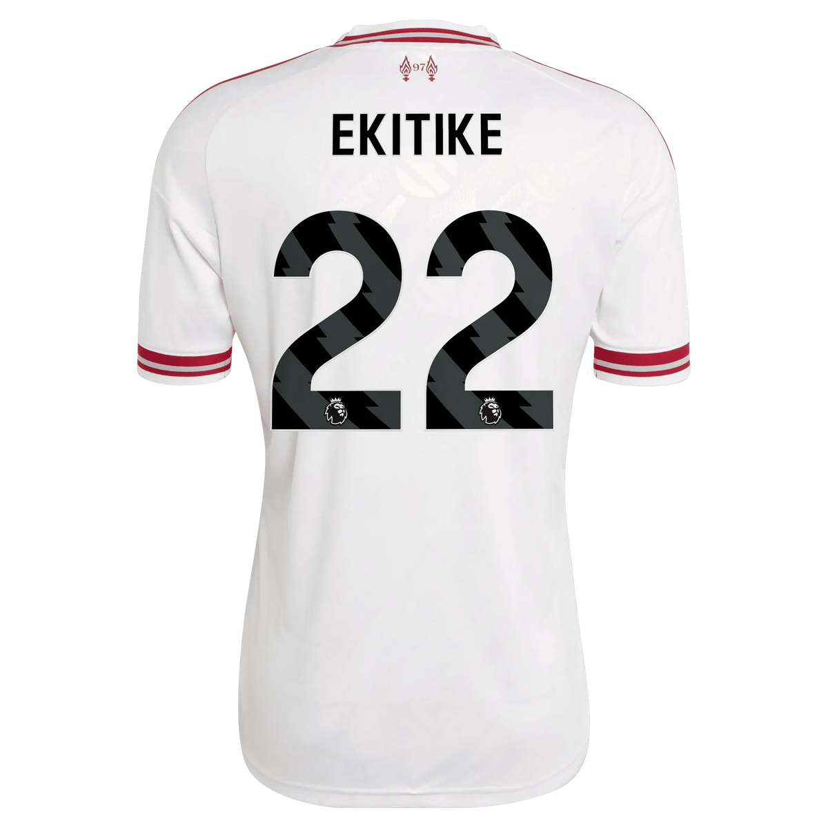 Back view of men's Liverpool 2026-2027 away white replica football shirt with Hugo Ekitike name and number 11 printing by Final Third Kit