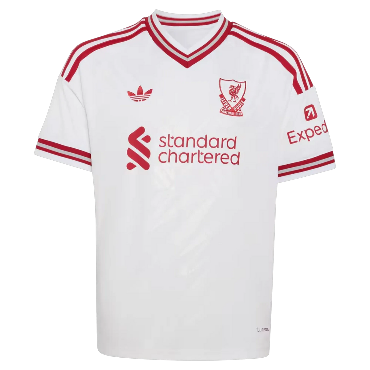Front view of youth Liverpool 2026-2027 away white replica soccer jersey by Final Third Kit
