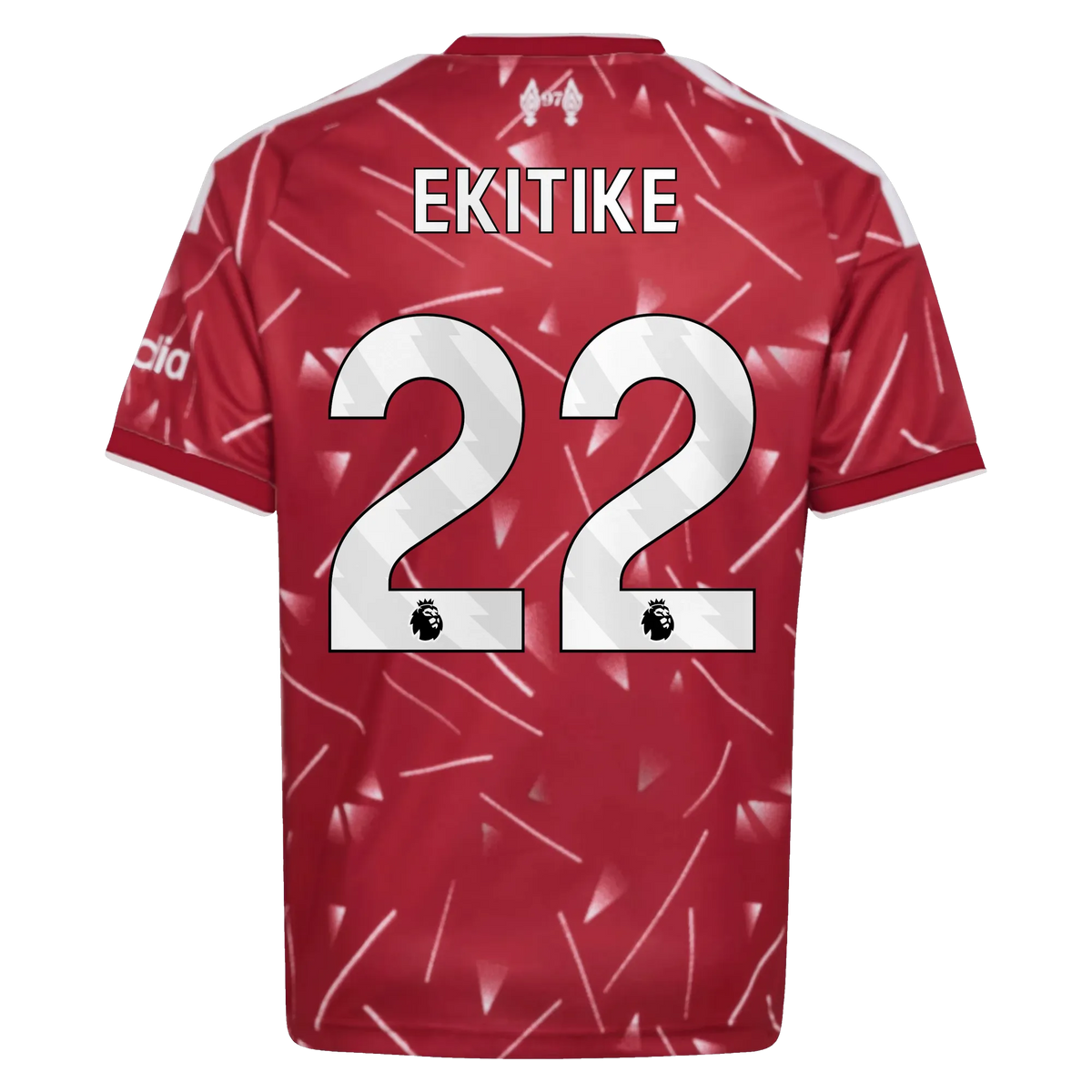 Back view of youth Liverpool 2026-2027 home red replica football shirt with Hugo Ekitike name and number 11 printing by Final Third Kit