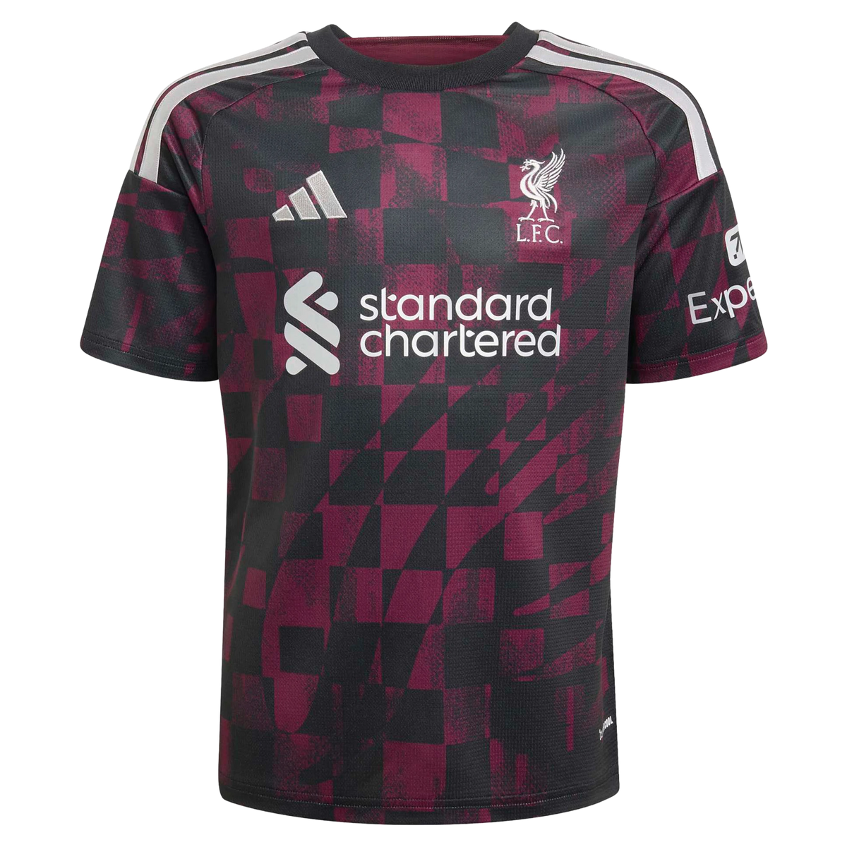 Front view of youth Liverpool 2026-2027 third black replica soccer jersey by Final Third Kit