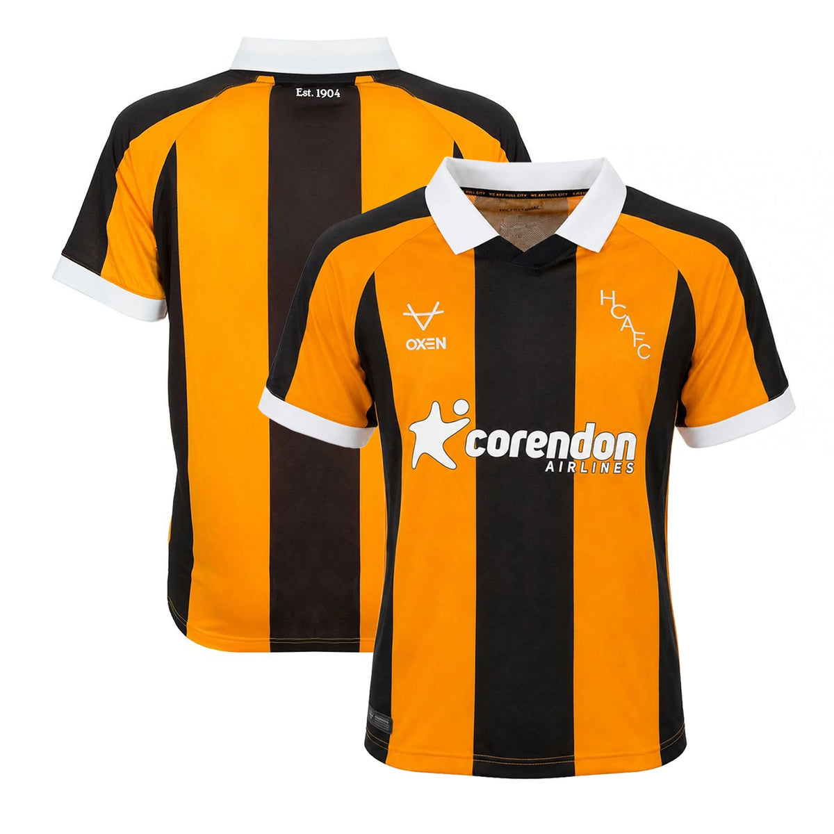 Front and back view of Hull City 2026-2027 home yellow replica jersey by Final Third Kit