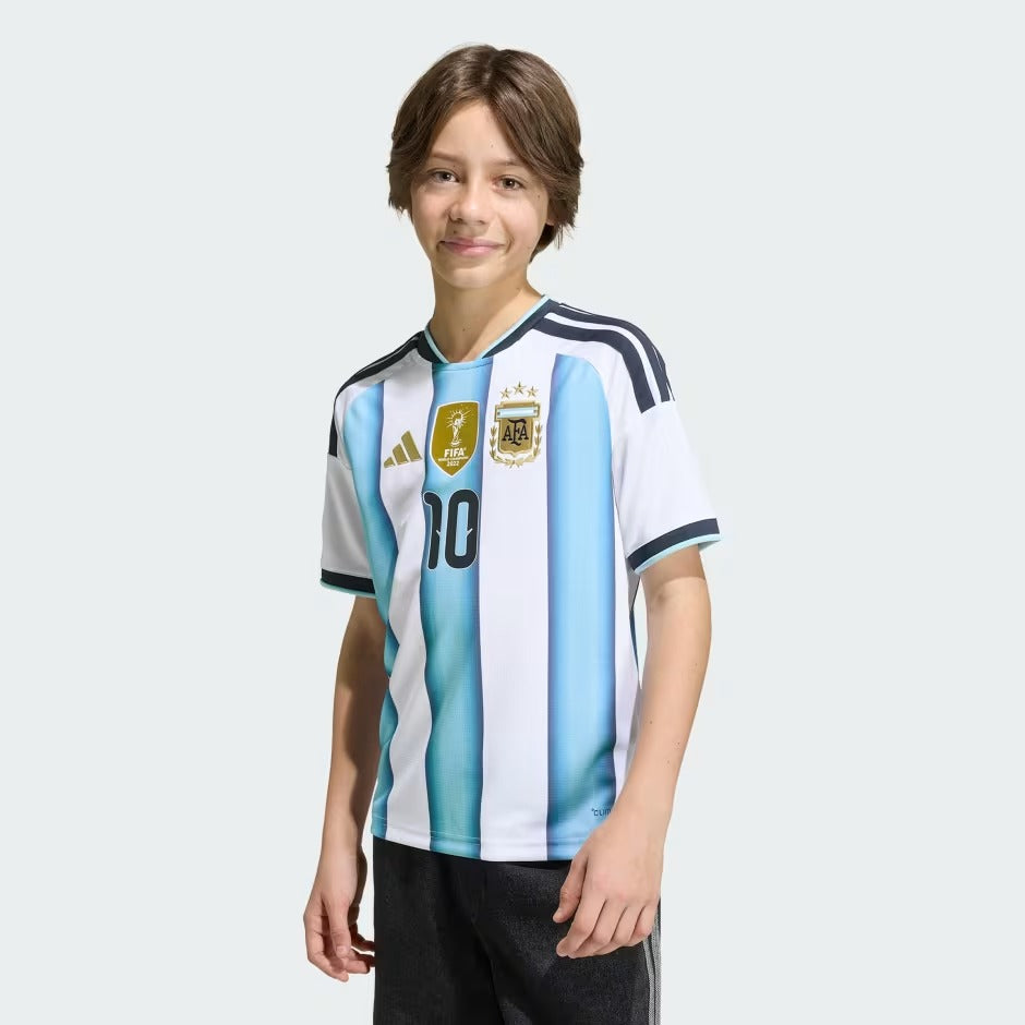 Argentina 26 Home Messi Kids Football Soccer Jersey