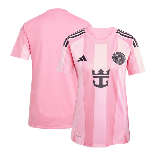 Front and back view of women's Inter Miami CF 2025-2026 home pink replica jersey by Final Third Kit