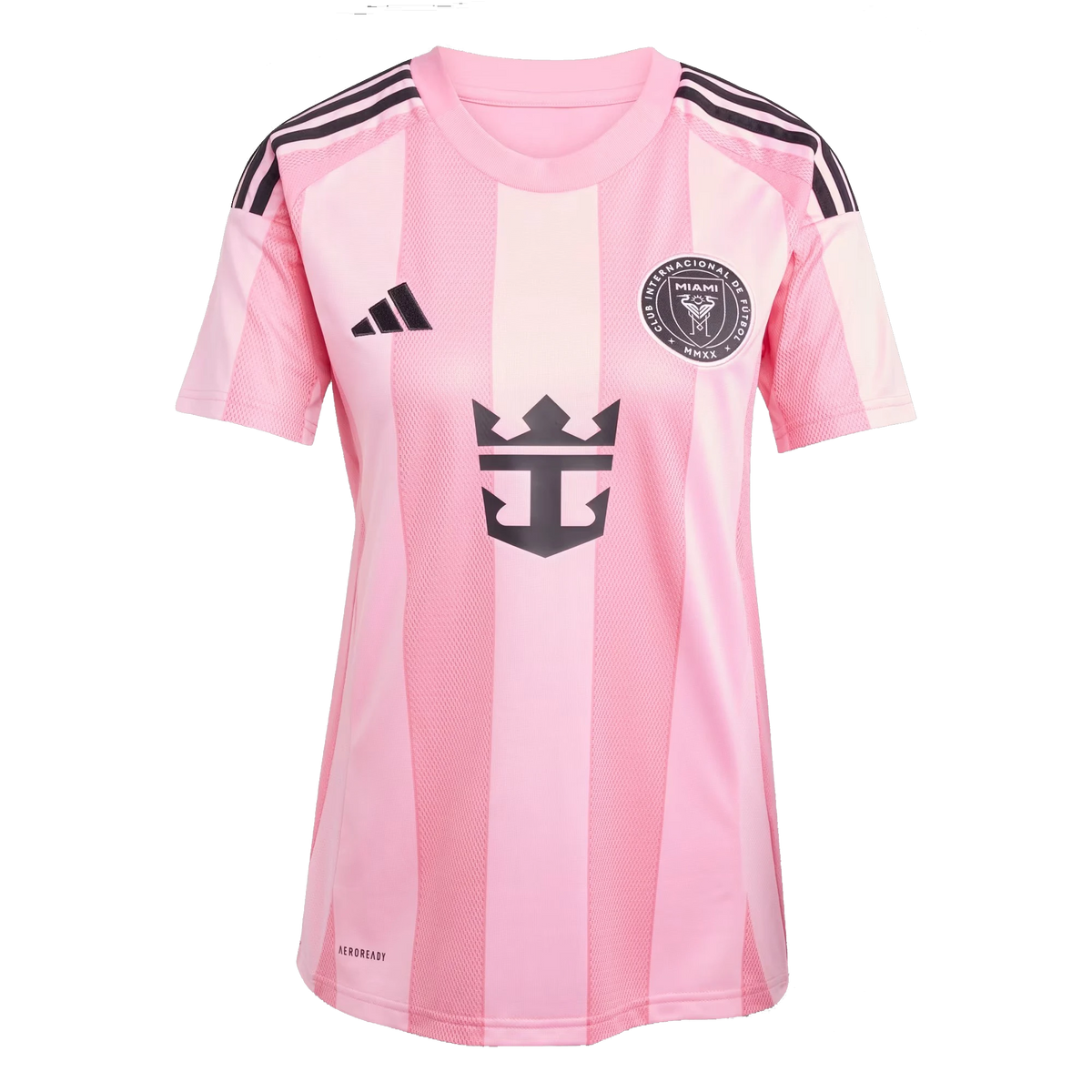 Front view of women's Inter Miami CF 2025-2026 home pink replica soccer jersey by Final Third Kit