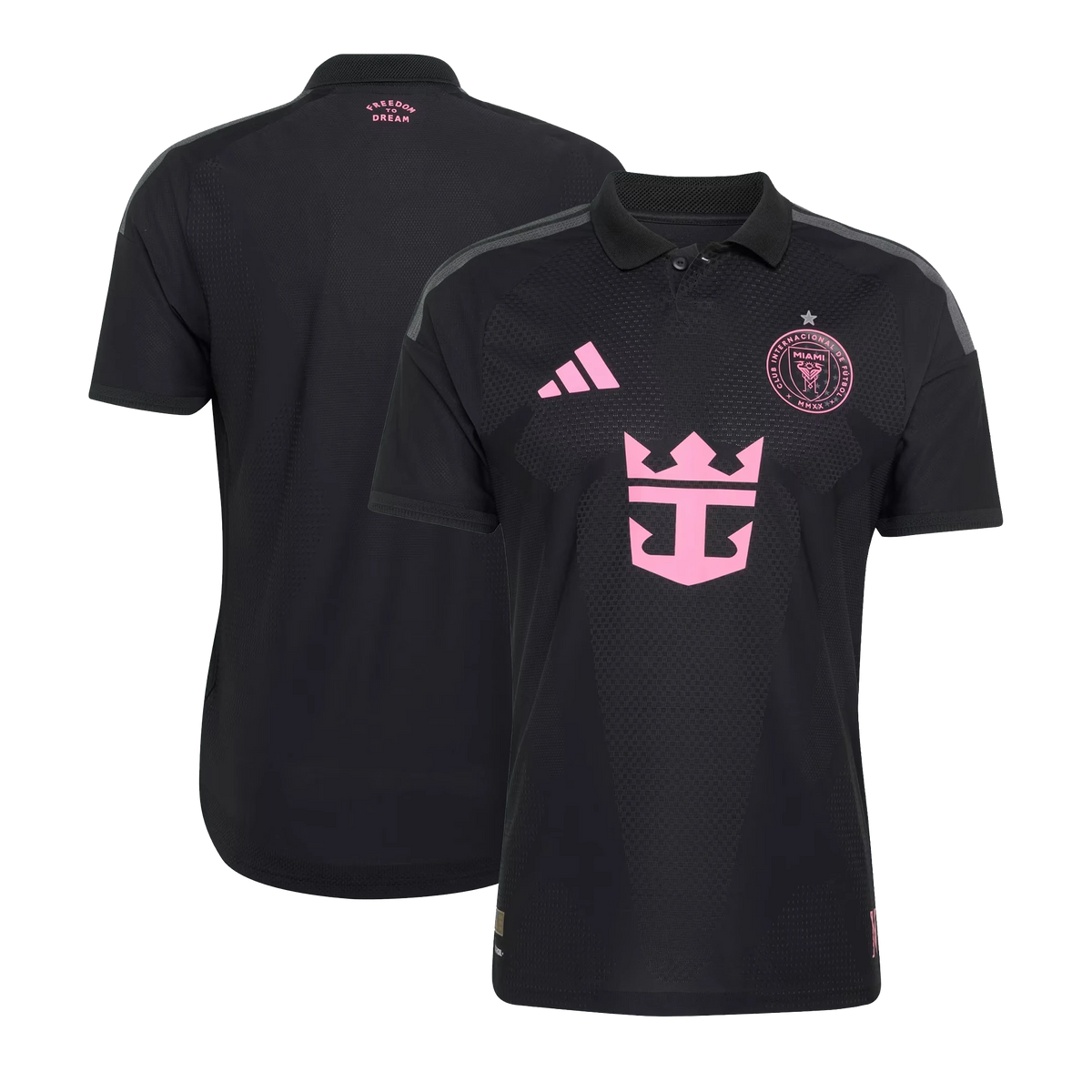 Front and back view of Inter Miami CF 2026 away black authentic jersey by Final Third Kit