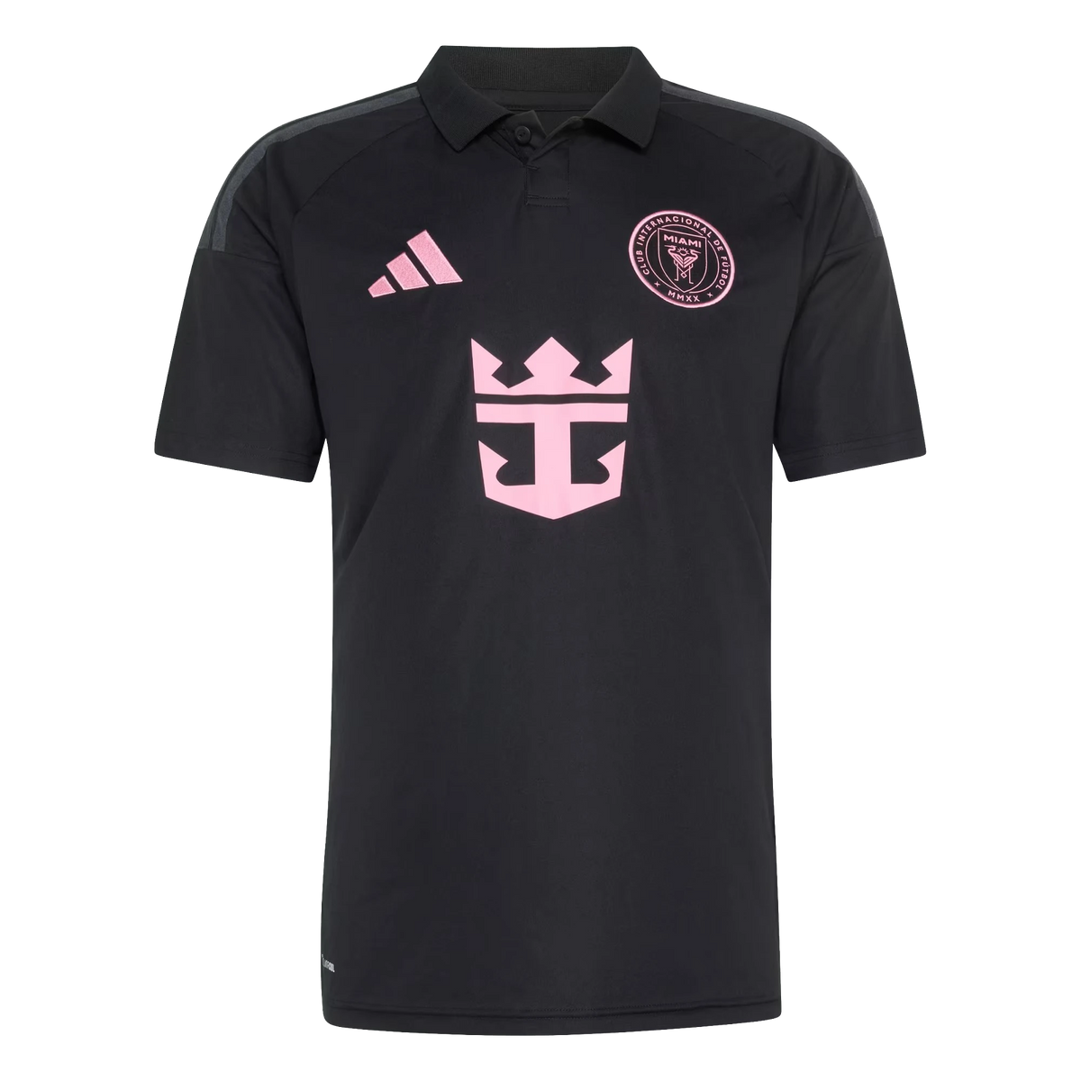 Front view of Inter Miami CF 2026 away black replica soccer jersey by Final Third Kit