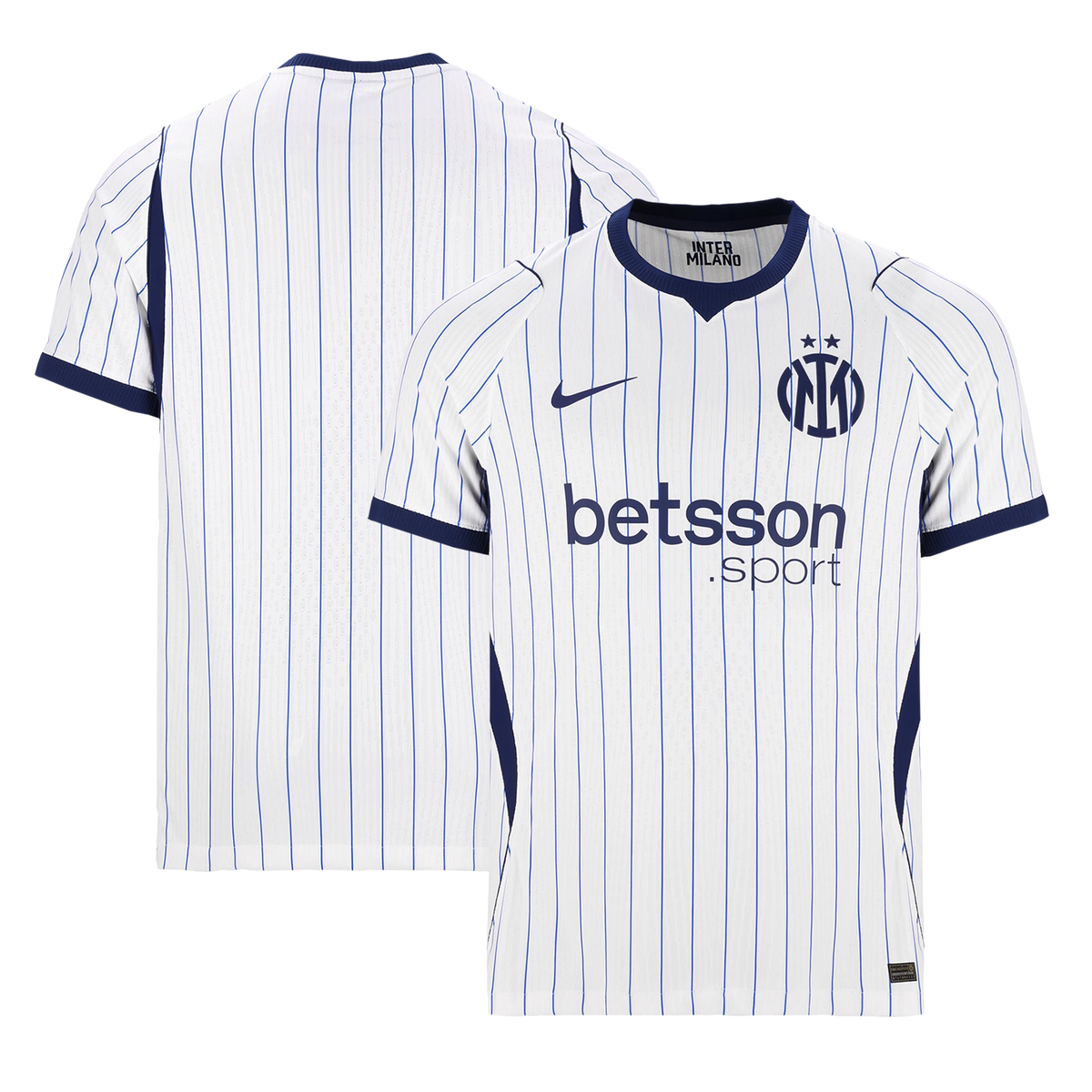 Front and back view of Inter Milan 2026-2027 away white match jersey by Final Third Kit