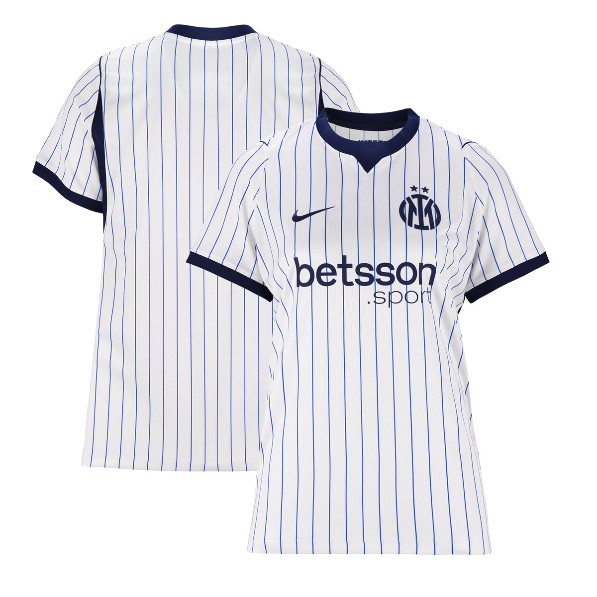 Front and back view of women's Inter Milan 2026-2027 away white stadium replica jersey by Final Third Kit
