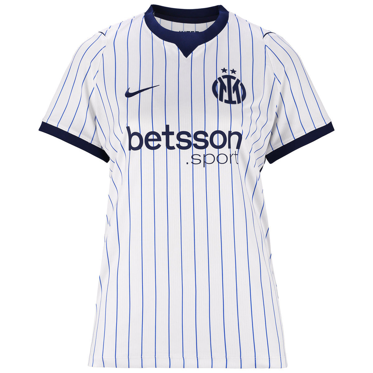 Front view of women's Inter Milan 2026-2027 away white stadium replica soccer jersey by Final Third Kit
