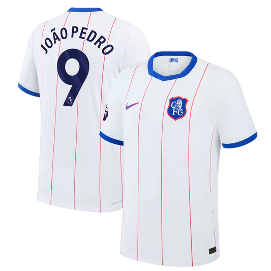 Front and back view of Chelsea 2026-2027 third white match authentic jersey featuring João Pedro by Final Third Kit