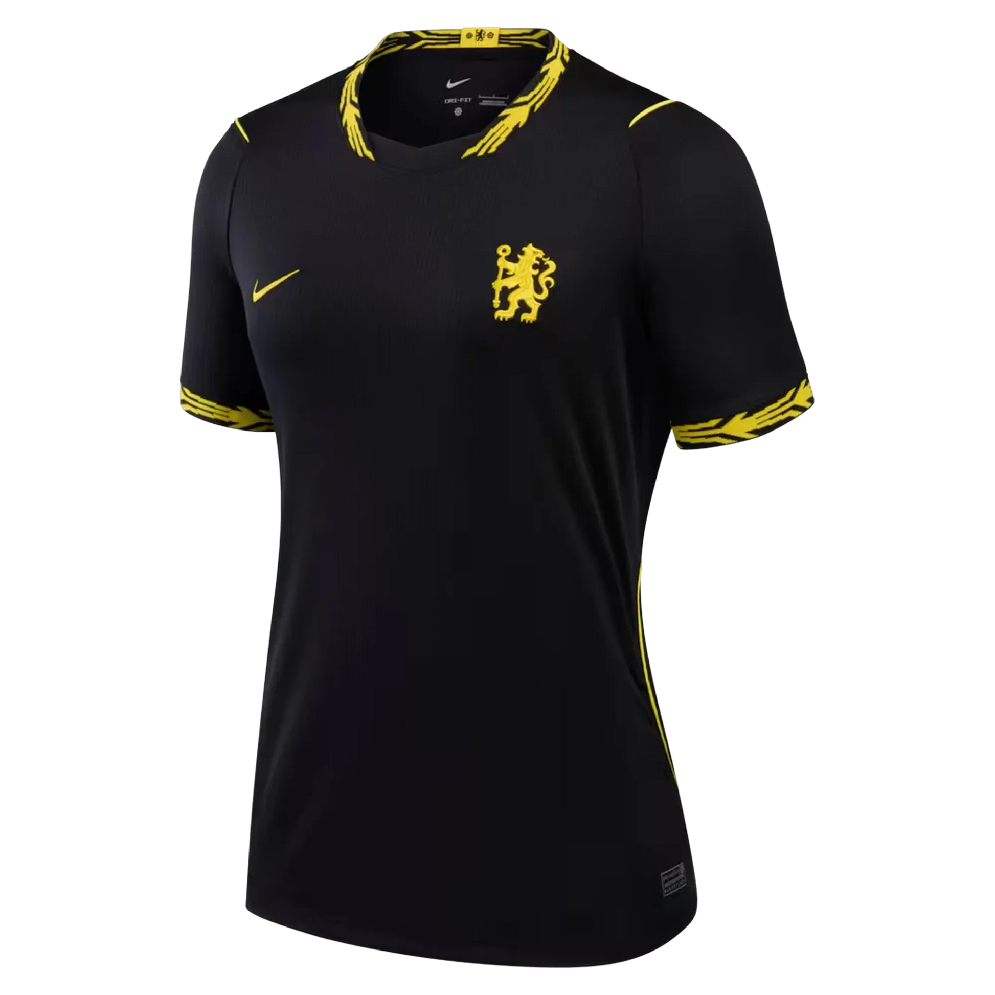 Front view of women's Chelsea 2026-2027 away black stadium replica soccer jersey by Final Third Kit