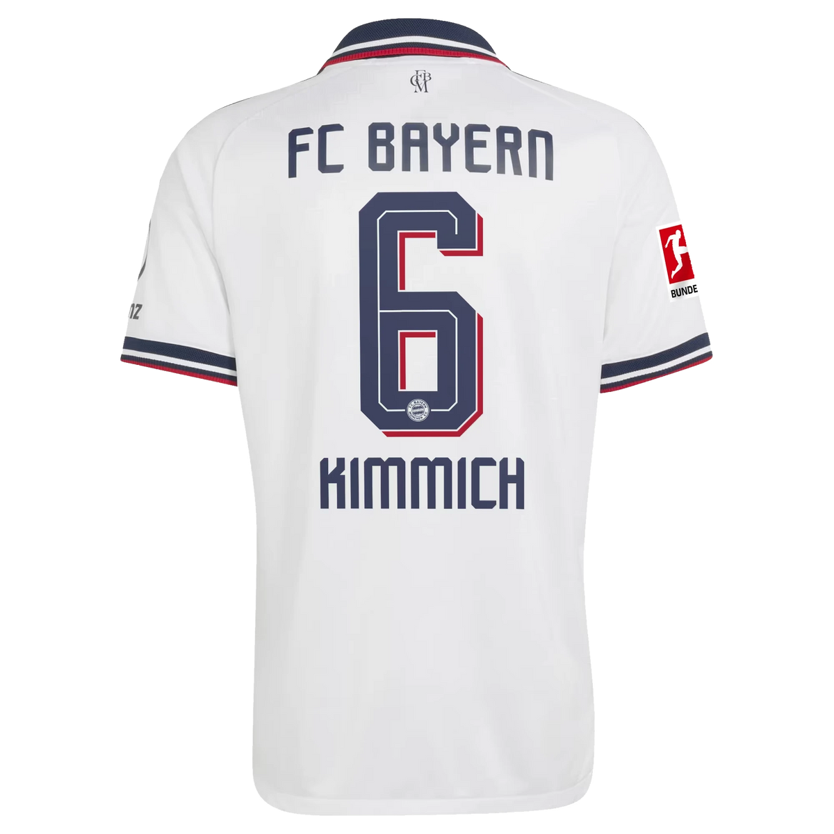 Back view of men's Bayern Munich 2026-2027 away white on-field authentic football shirt with Joshua Kimmich name and number 6 printing by Final Third Kit
