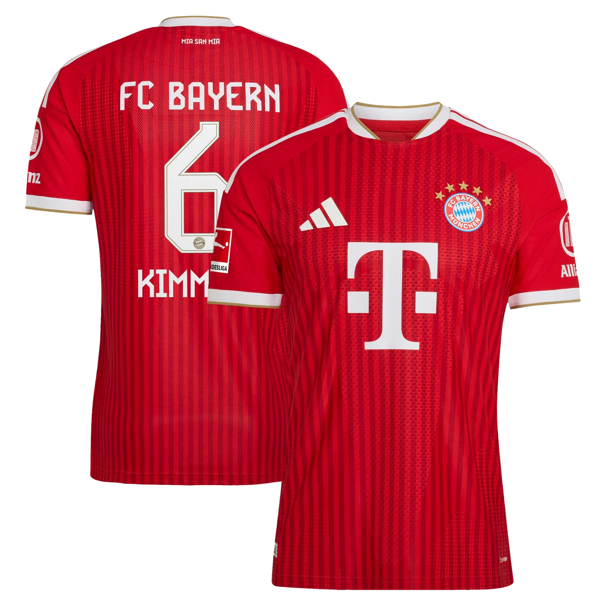 Front and back view of men's Bayern Munich 2026-2027 home red on-field authentic jersey featuring Joshua Kimmich by Final Third Kit