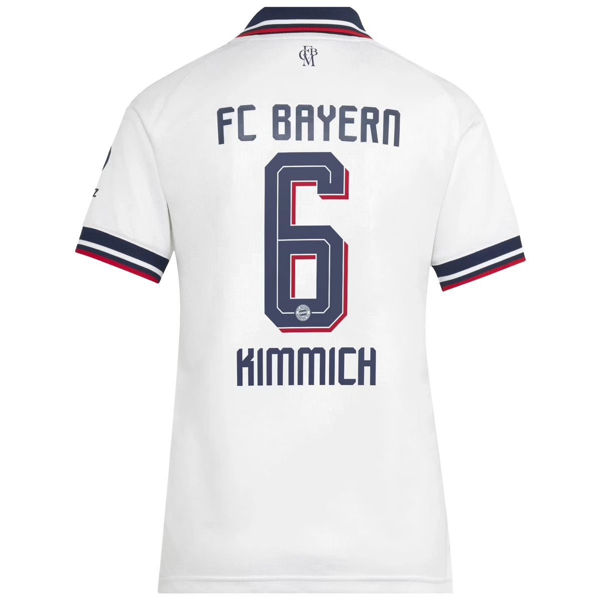Back view of women's Bayern Munich 2026-2027 away white replica football shirt with Joshua Kimmich name and number 6 printing by Final Third Kit