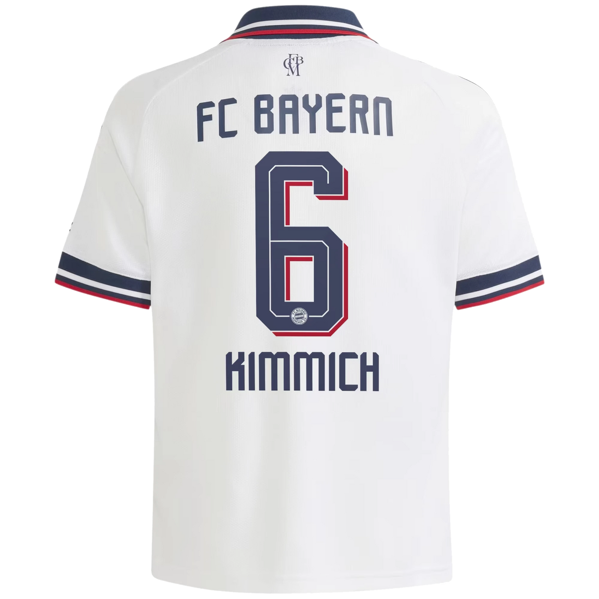 Back view of youth Bayern Munich 2026-2027 away white replica football shirt with Joshua Kimmich name and number 6 printing by Final Third Kit