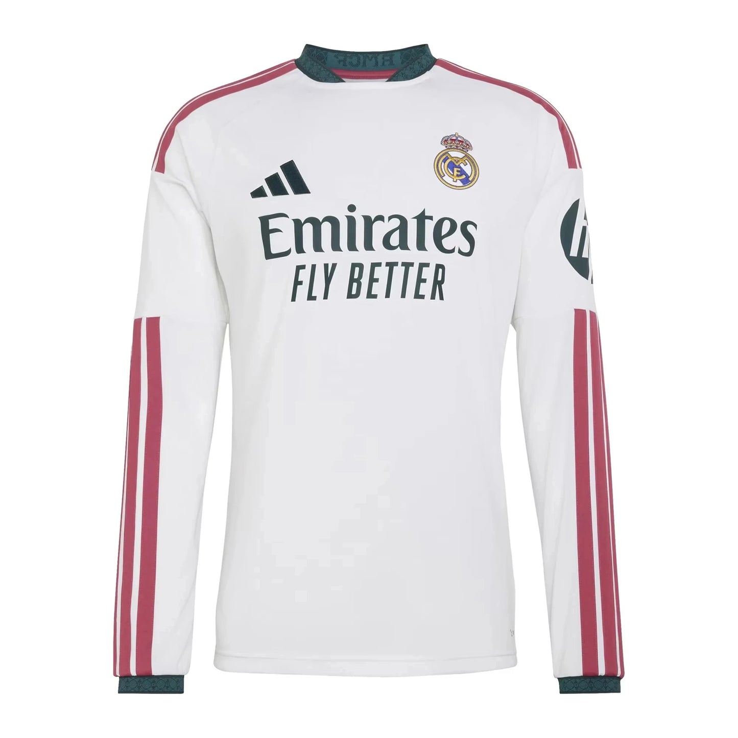 Front view of men's Real Madrid 2026-2027 home white replica long sleeve soccer jersey by Final Third Kit