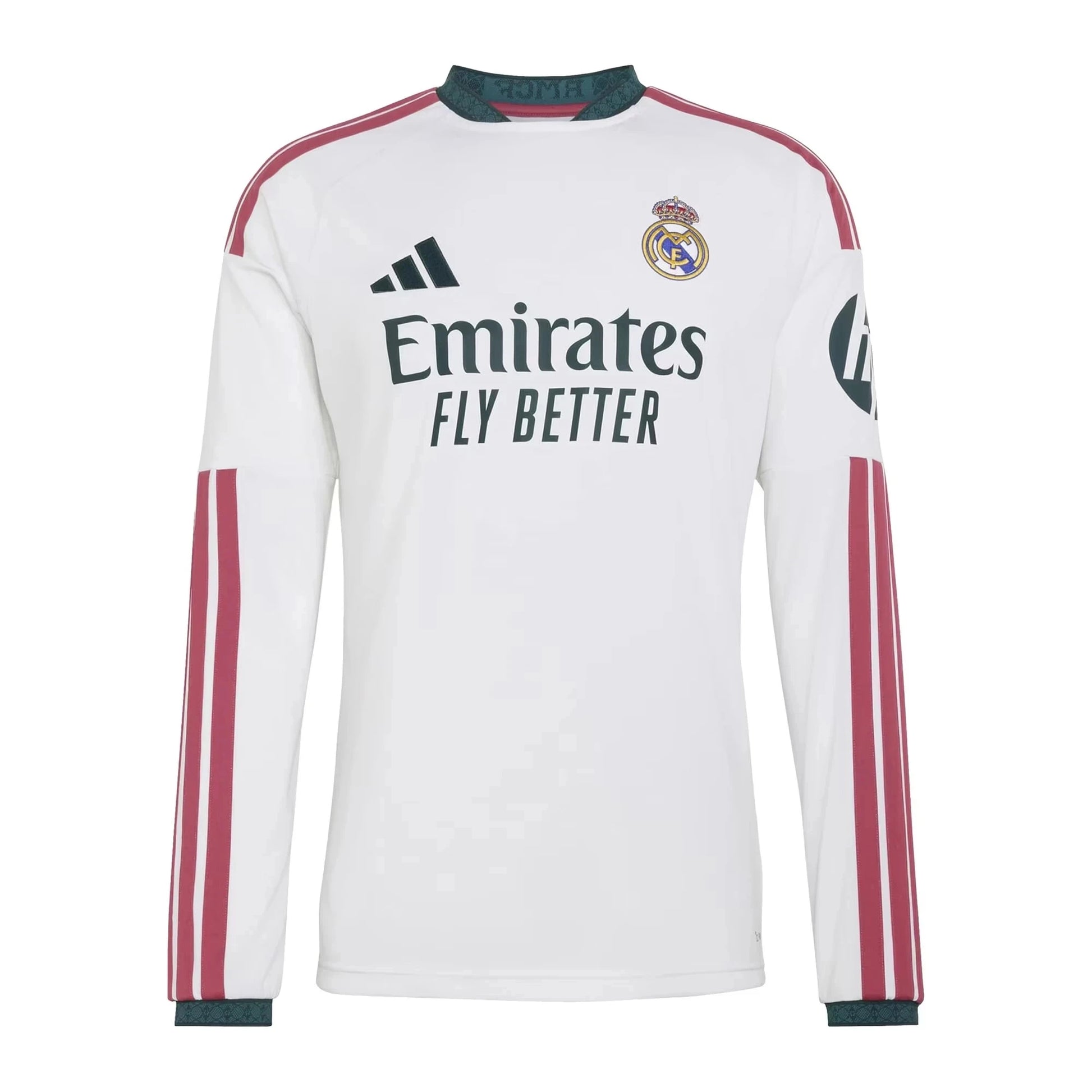 Front view of men's Real Madrid 2026-2027 home white replica long sleeve soccer jersey by Final Third Kit