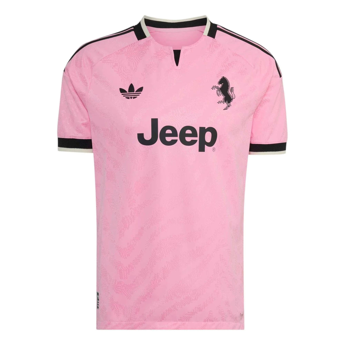Front view of Juventus 2026-2027 away pink on-field authentic soccer jersey by Final Third Kit