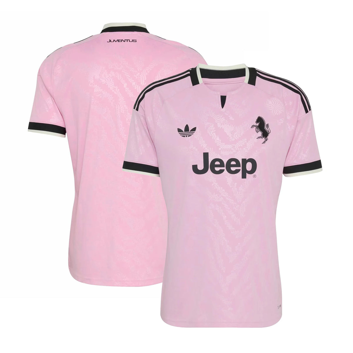 Front and back view of Juventus 2026-2027 away pink replica jersey by Final Third Kit
