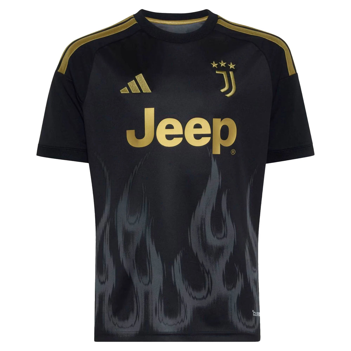 Front view of youth Juventus 2026-2027 third black replica soccer jersey by Final Third Kit