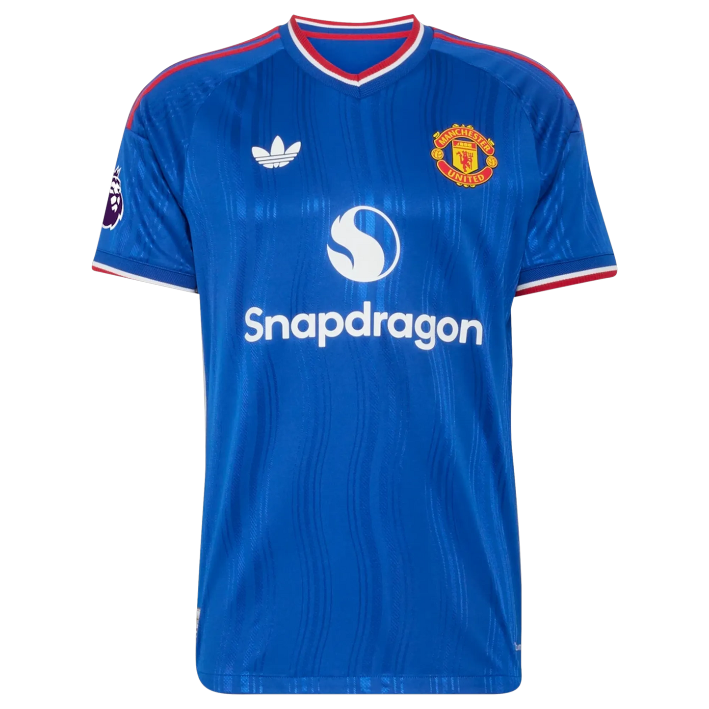 Front view of men's Manchester United 2026-2027 away royal blue on-field authentic soccer jersey by Final Third Kit
