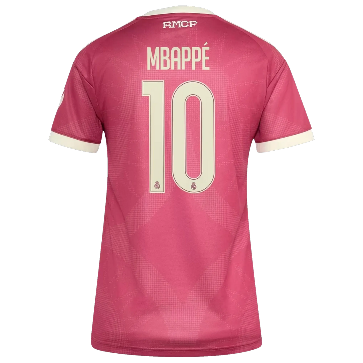 Back view of women's Real Madrid 2026-2027 third pink replica football shirt with Kylian Mbappé name and number 9 printing by Final Third Kit