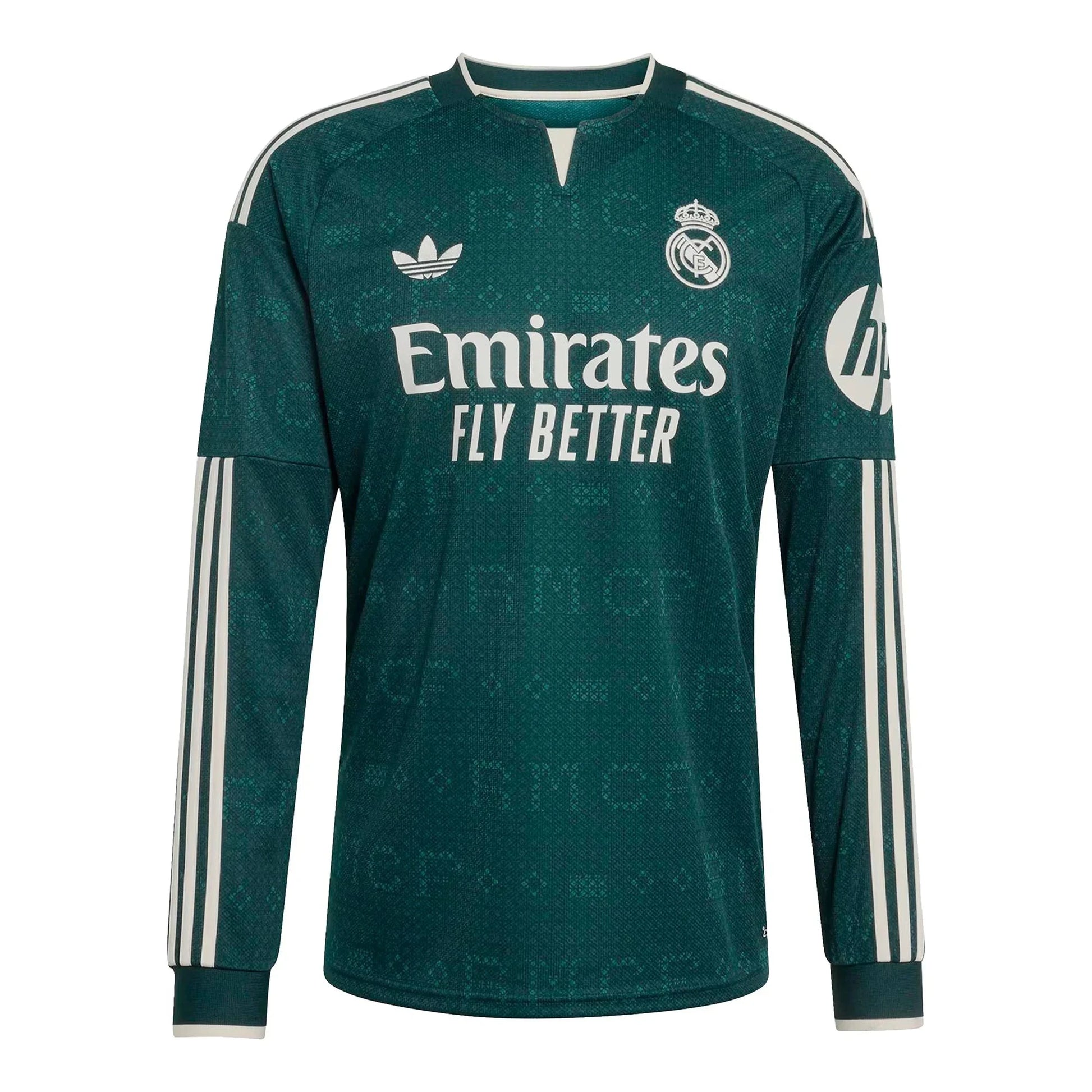 Front view of men's Real Madrid 2026-2027 away green replica long sleeve soccer jersey by Final Third Kit