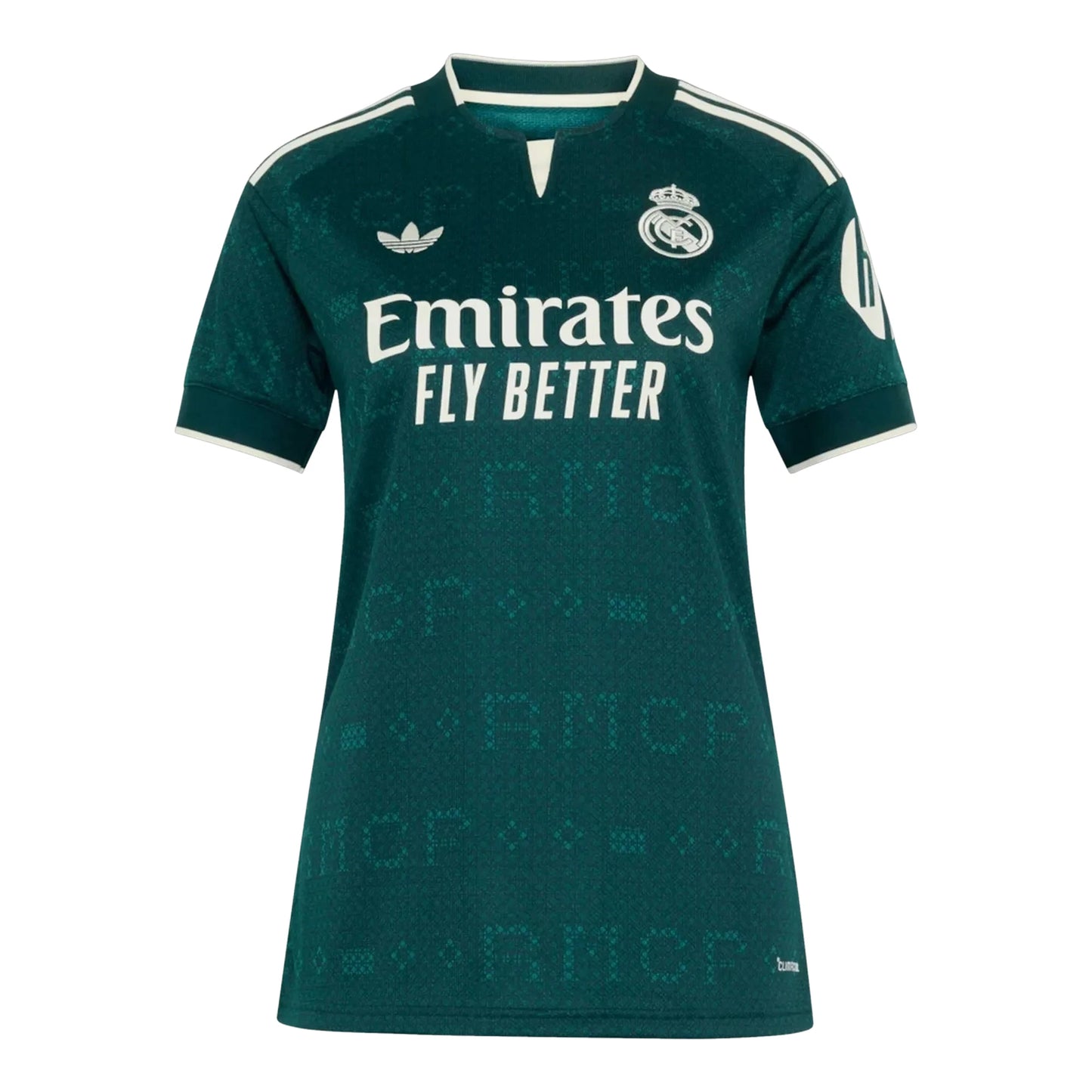 Front view of women's Real Madrid 2026-2027 away green replica soccer jersey by Final Third Kit